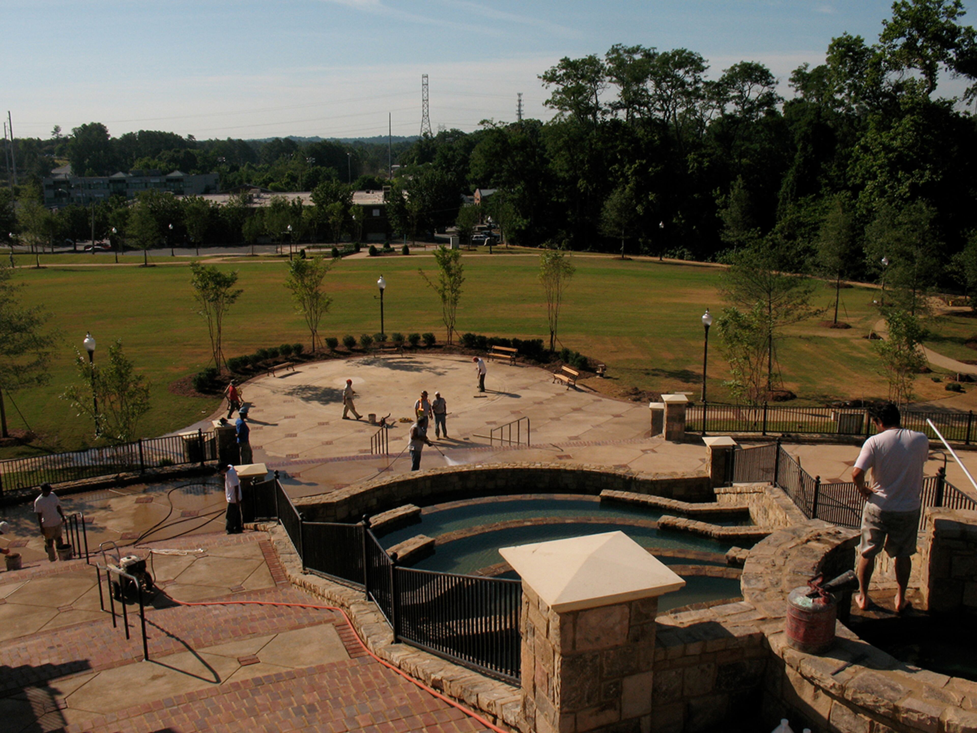 Lillian Webb Park opened in 2009. The park, named after a recent Norcross mayor, was once a baseball park (the city is very proud of its baseball heritage) and now features a grand staircase, cascading fountains, walking trails and gazebo. (Shane Blatt / AJC file)