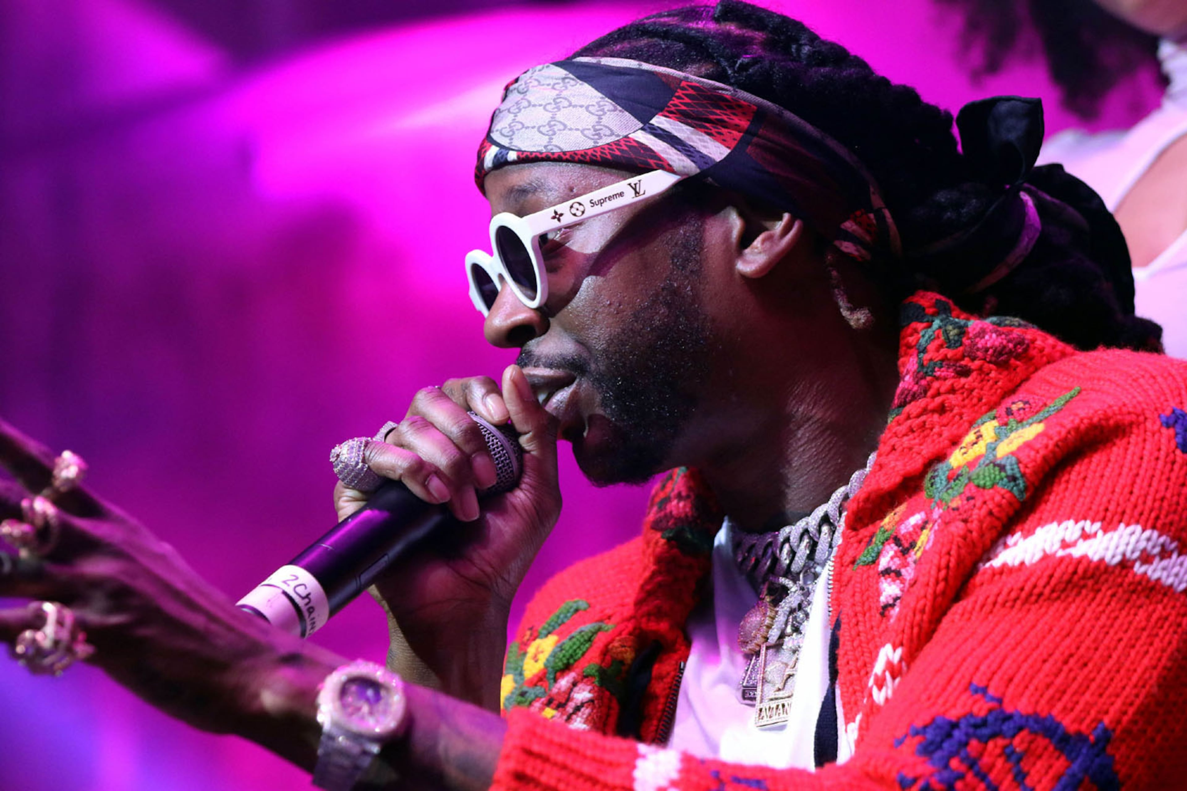 Rapper 2 Chainz, performing with a broken leg, brings his Pretty Girls Like Trap Music Tour to the sold out Tabernacle in Atlanta on Tuesday, October 3, 2017.Robb Cohen Photography & Video /RobbsPhotos.com