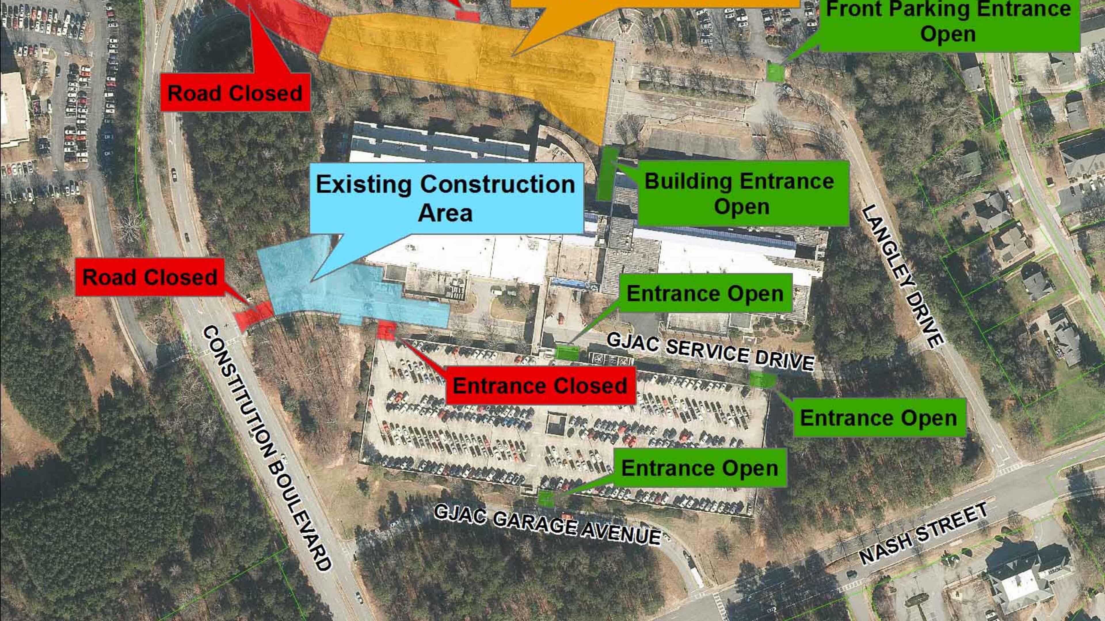 One of the two routes to the Gwinnett Justice and Administration Center will close for six weeks due to construction.