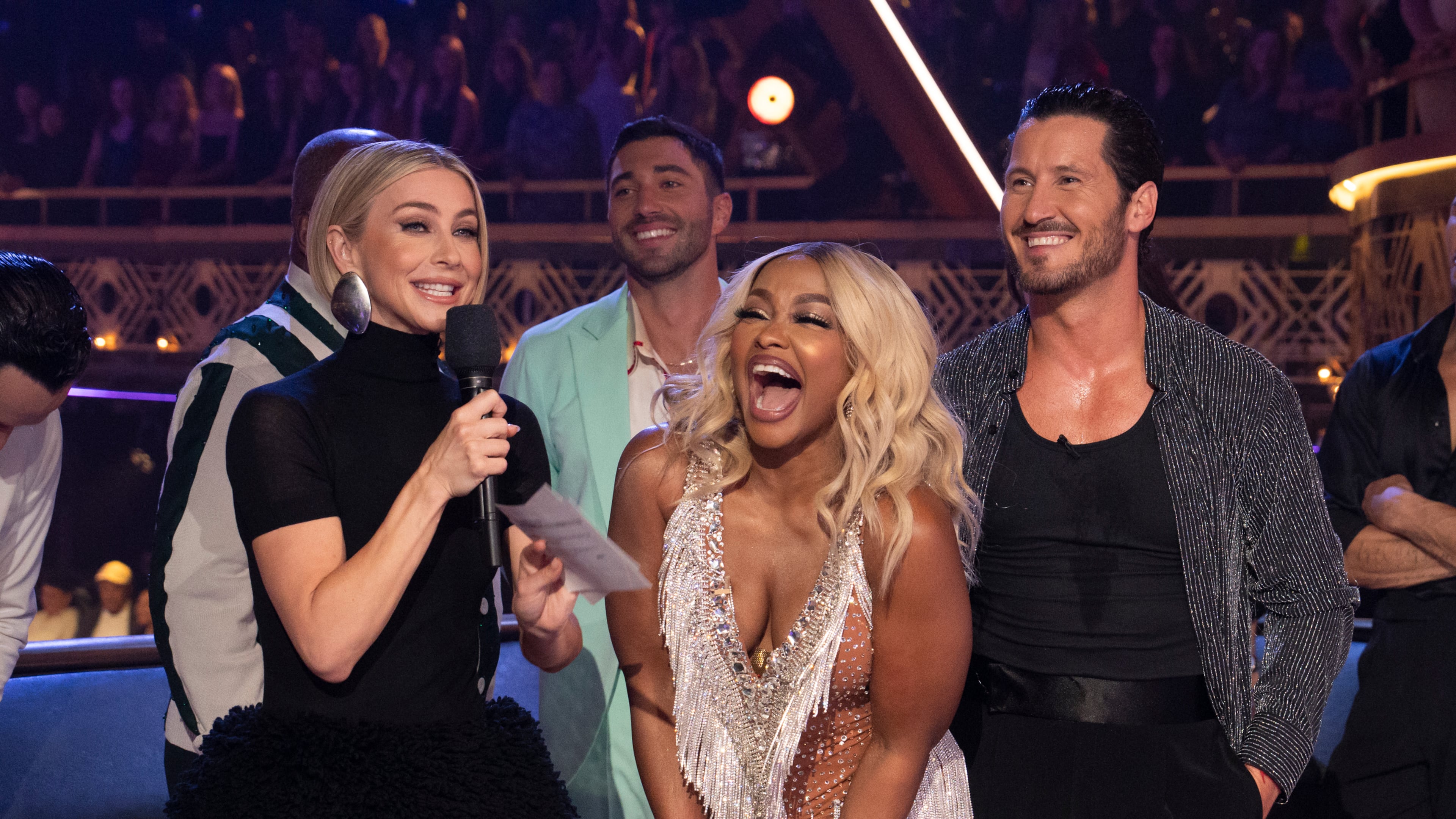 Host Julianne Hough, with Phaedra Parks and Val Chmerkovskiy on the opening night of season 33 of "Dancing With the Stars" on Sept. 17. ABC