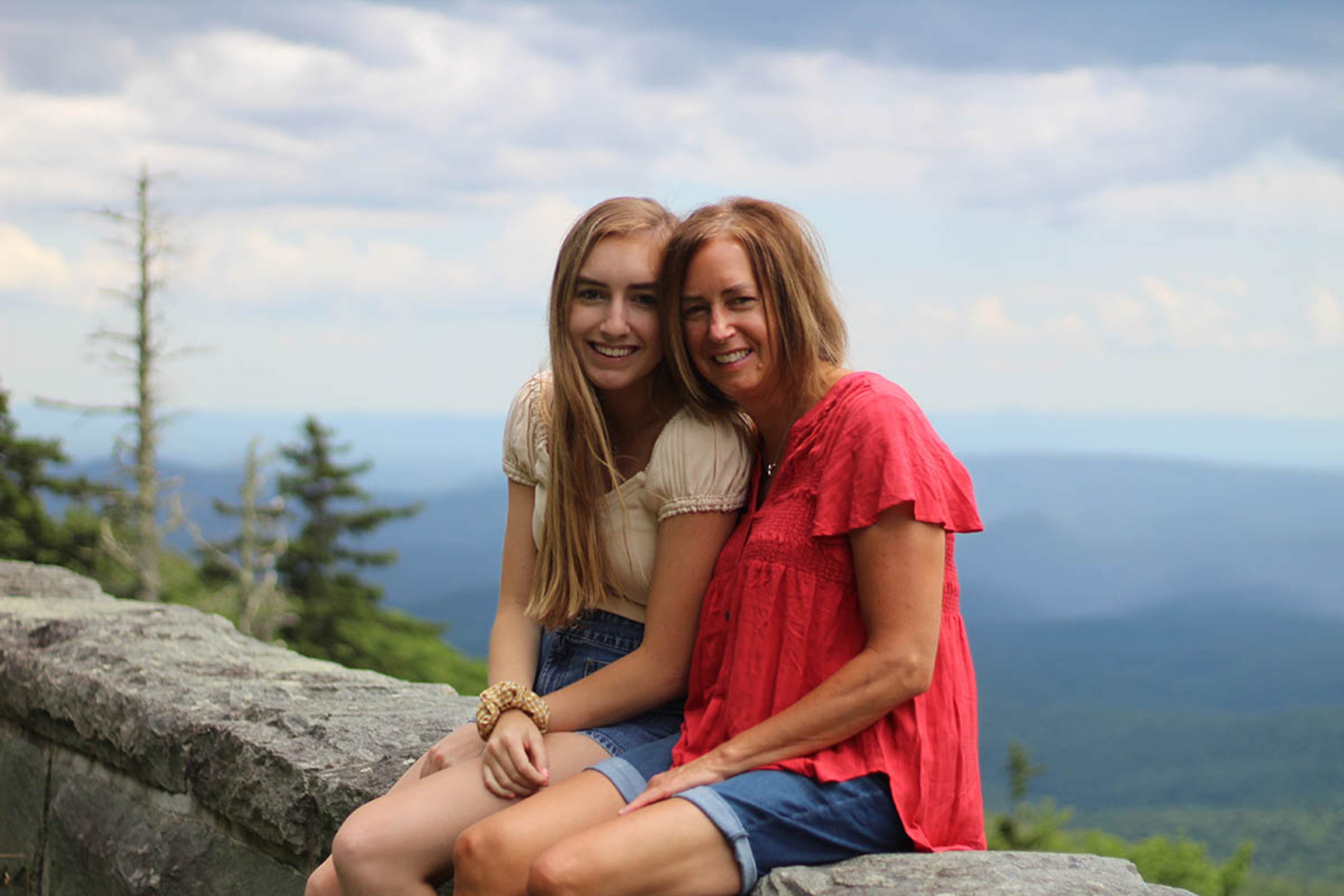 Shirley Powell and her daughter, Grace, 19, stop along the Blue Ridge Parkway to take some photos. Photo courtesy of Shirley Powell