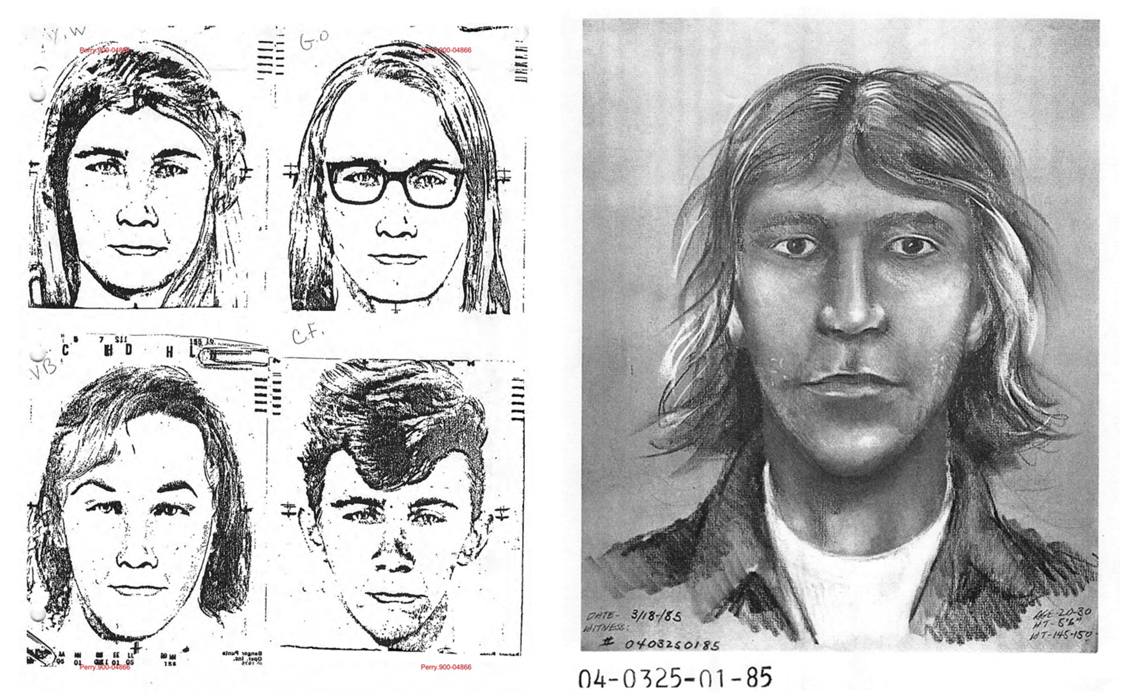Four witnesses who saw the shooter at Rising Daughter Baptist Church each created a sketch of the suspect. Elements of each identification were later combined by another artist into one single composite sketch, seen at right. (GBI)