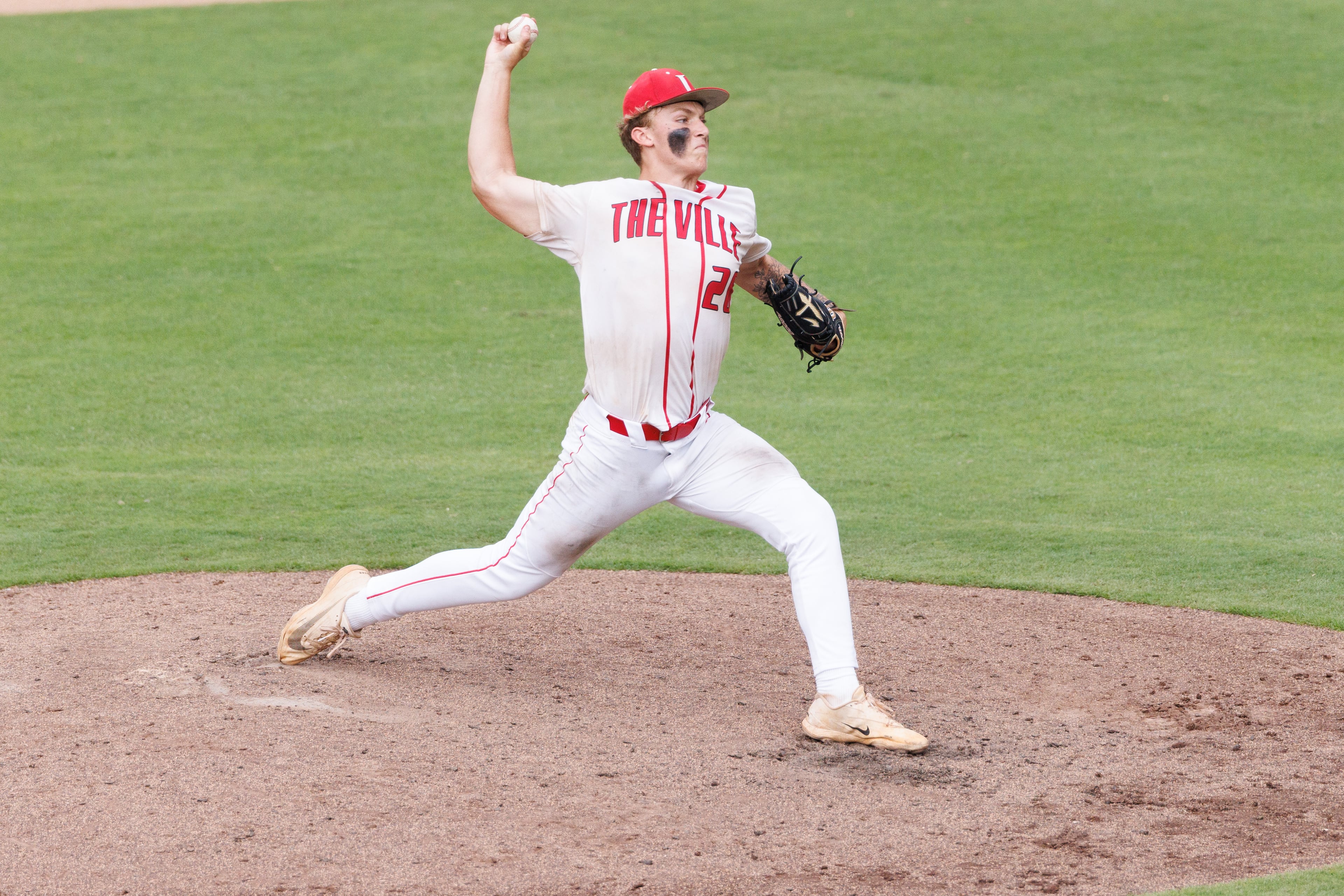 Loganville's Rylan McCoy delivers the ball to a Pope batter during the fifth inning of Game 1 of the GHSA Class 5A baseball state championship series Monday, May 25, 2026, at Gwinnett Field in Lawrenceville. (Estela Muñoz/AJC)
