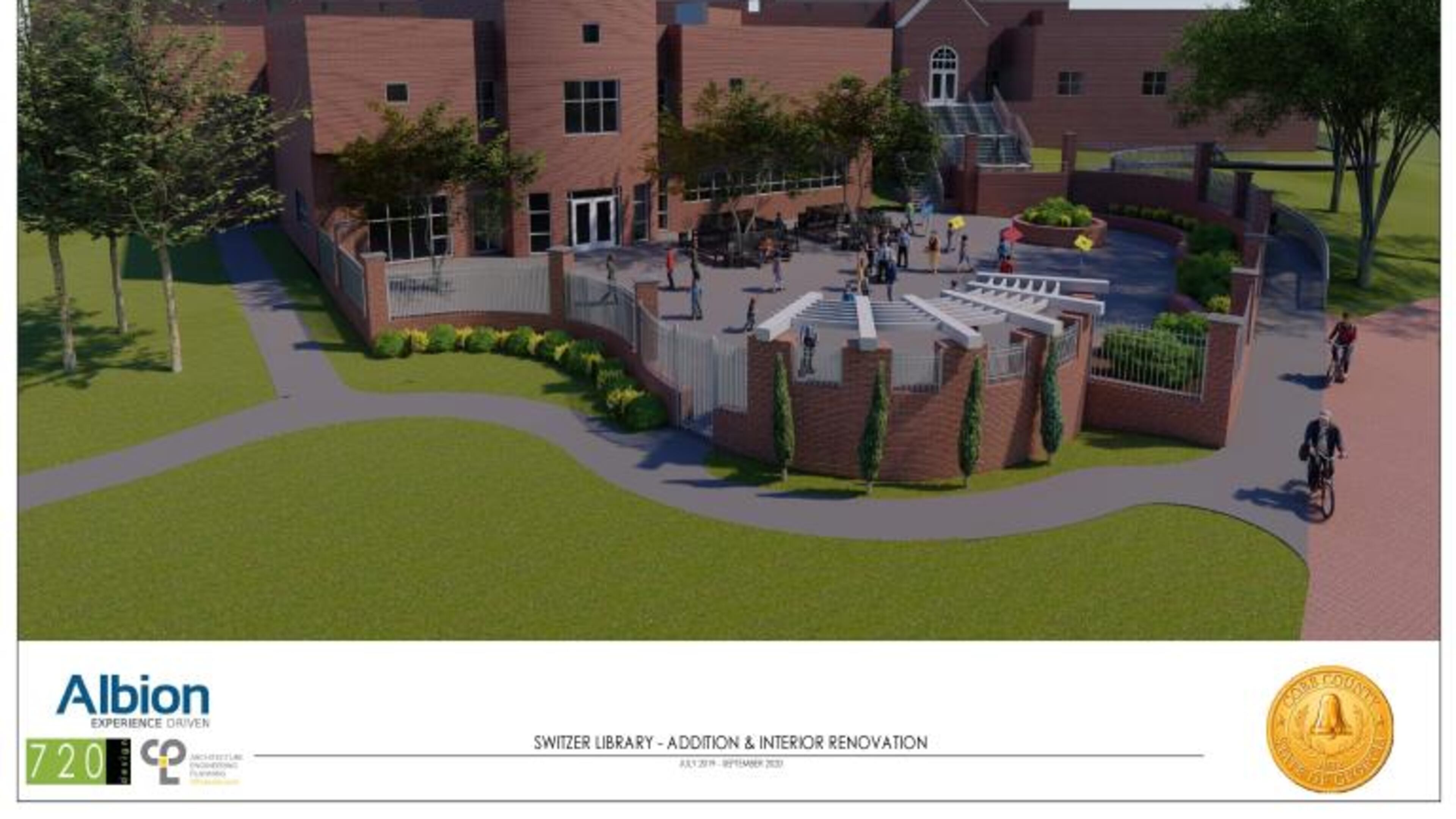 On Sept. 3, Switzer Library (shown here) will reopen with limited services and North Cobb Regional Library will open to be followed by North Cobb’s official opening at 2 p.m. Sept. 5. (Rendering courtesy of Cobb County and Albion)