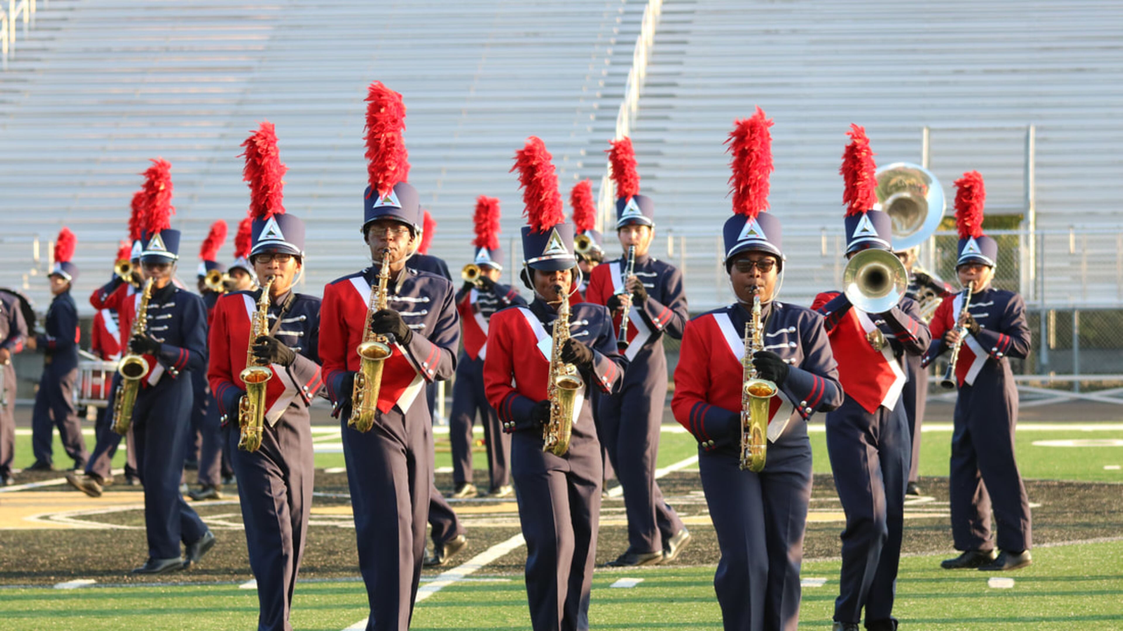 Marching band members will be among the Fayette music students receiving new instruments. Courtesy Sandy Creek Marching Patriots