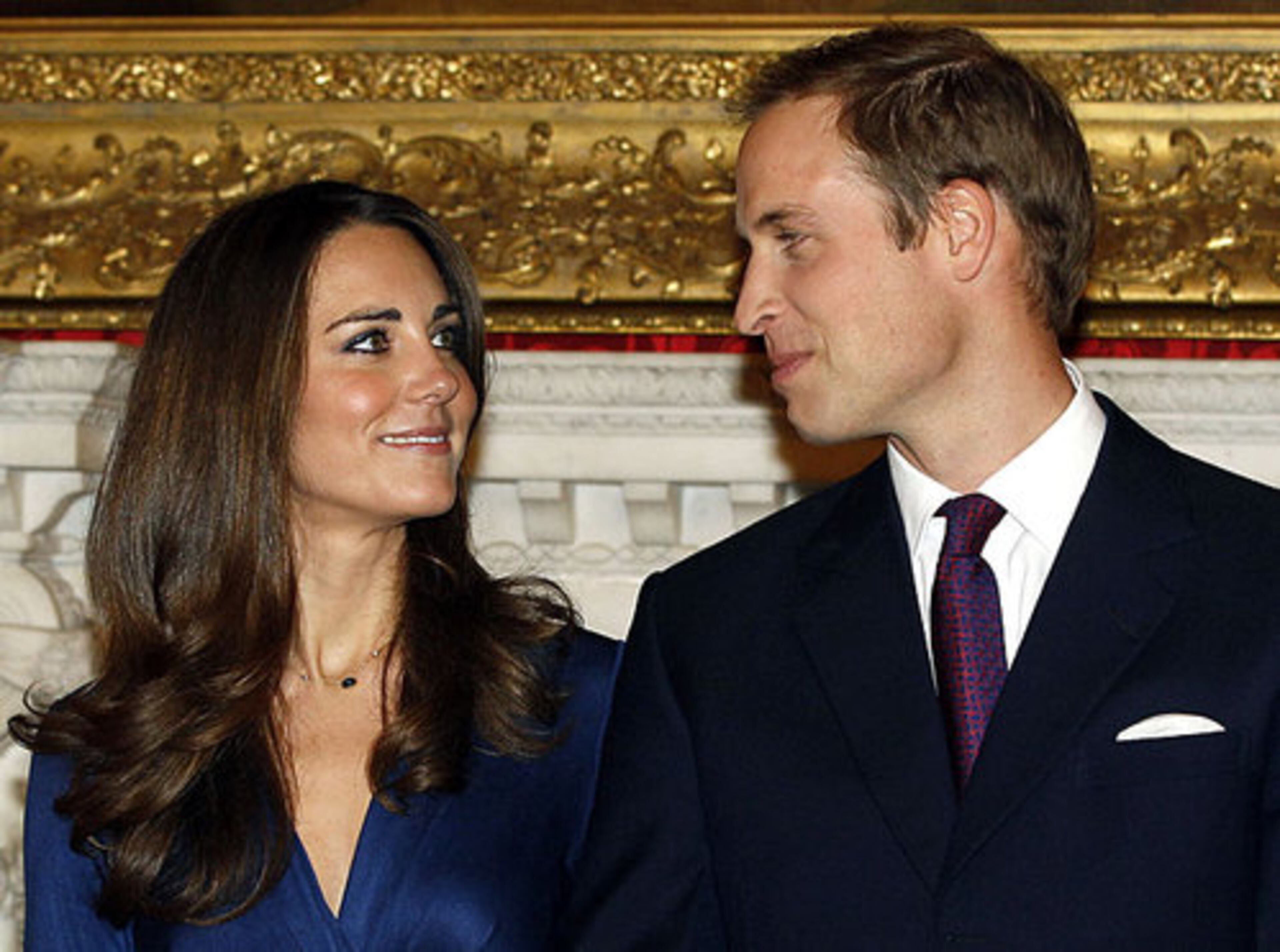 Britain's Prince William and his fiancee Kate Middleton pose for the media at St. James's Palace in London, Tuesday Nov. 16, 2010, after they announced their engagement. The couple are to wed in 2011.