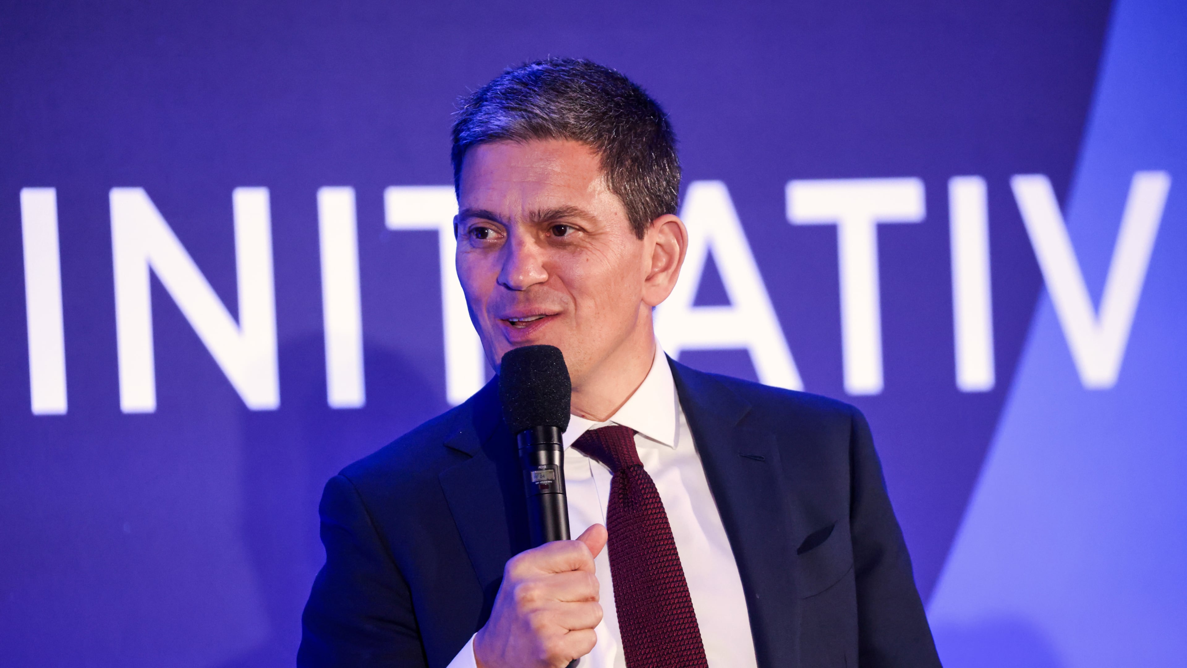 FILE - David Miliband, president and chief executive officer of the International Rescue Committee, speaks during the Clinton Global Initiative, Sept. 19, 2023, in New York. (AP Photo/Julia Nikhinson, File)