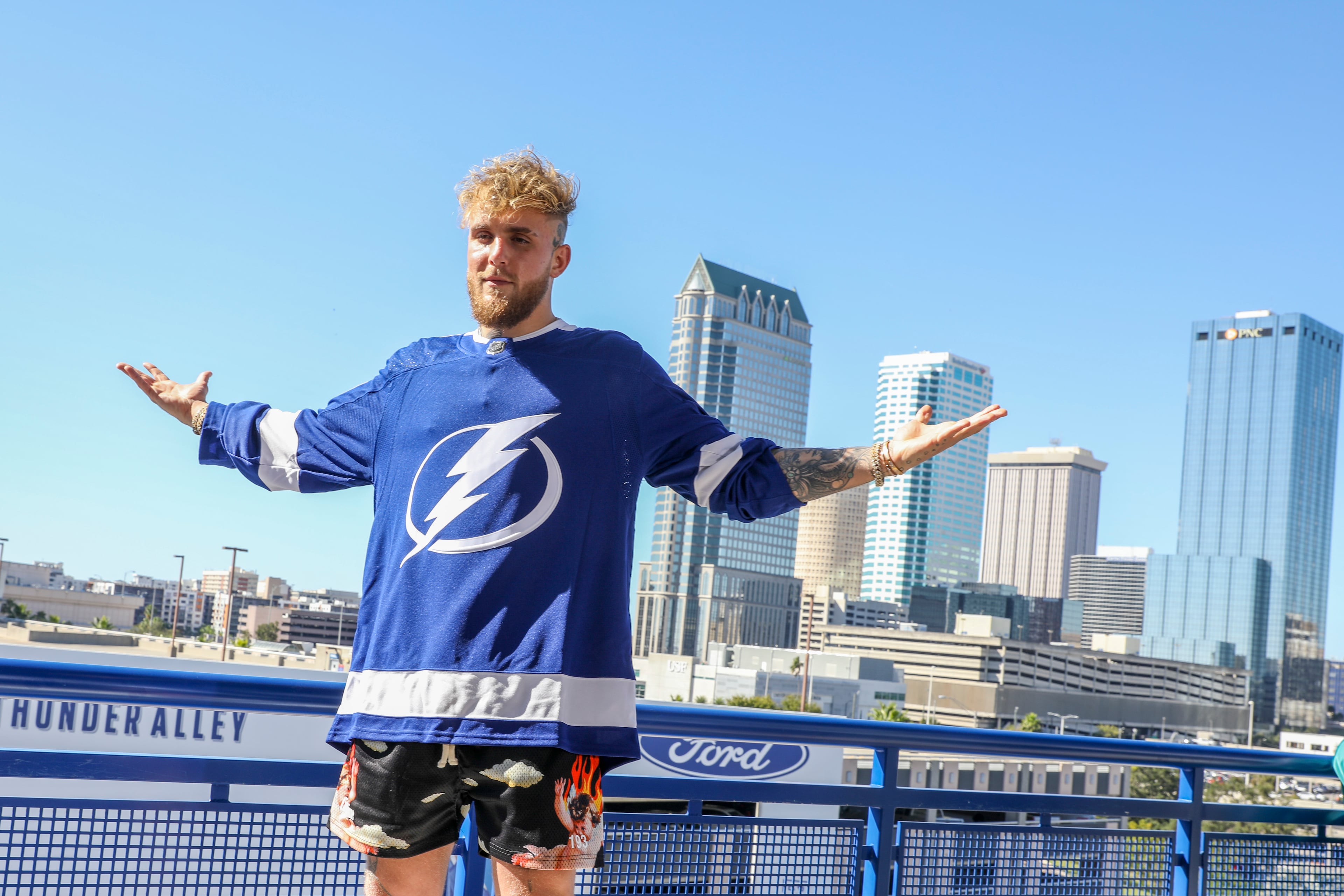 After Trump’s assassination attempt, YouTube personality and professional boxer Jake Paul, pictured here, posted on X: “I pray for peace and prosperity for the world and I believe Trump gives us the best chance at that.” His brother Logan Paul, another media personality and professional wrestler, then posted: “To survive an assassination attempt by mere millimeters then stop your security so you can raise your fist in defiance of death is the most badass thing I’ve ever seen in my life.” Logan Paul hosted Trump on his podcast in June, where they discussed artificial intelligence technology, the existence of aliens and the possibility of Jake Paul beating Mike Tyson in a fight. (Ivy Ceballo/Tampa Bay Times/TNS)