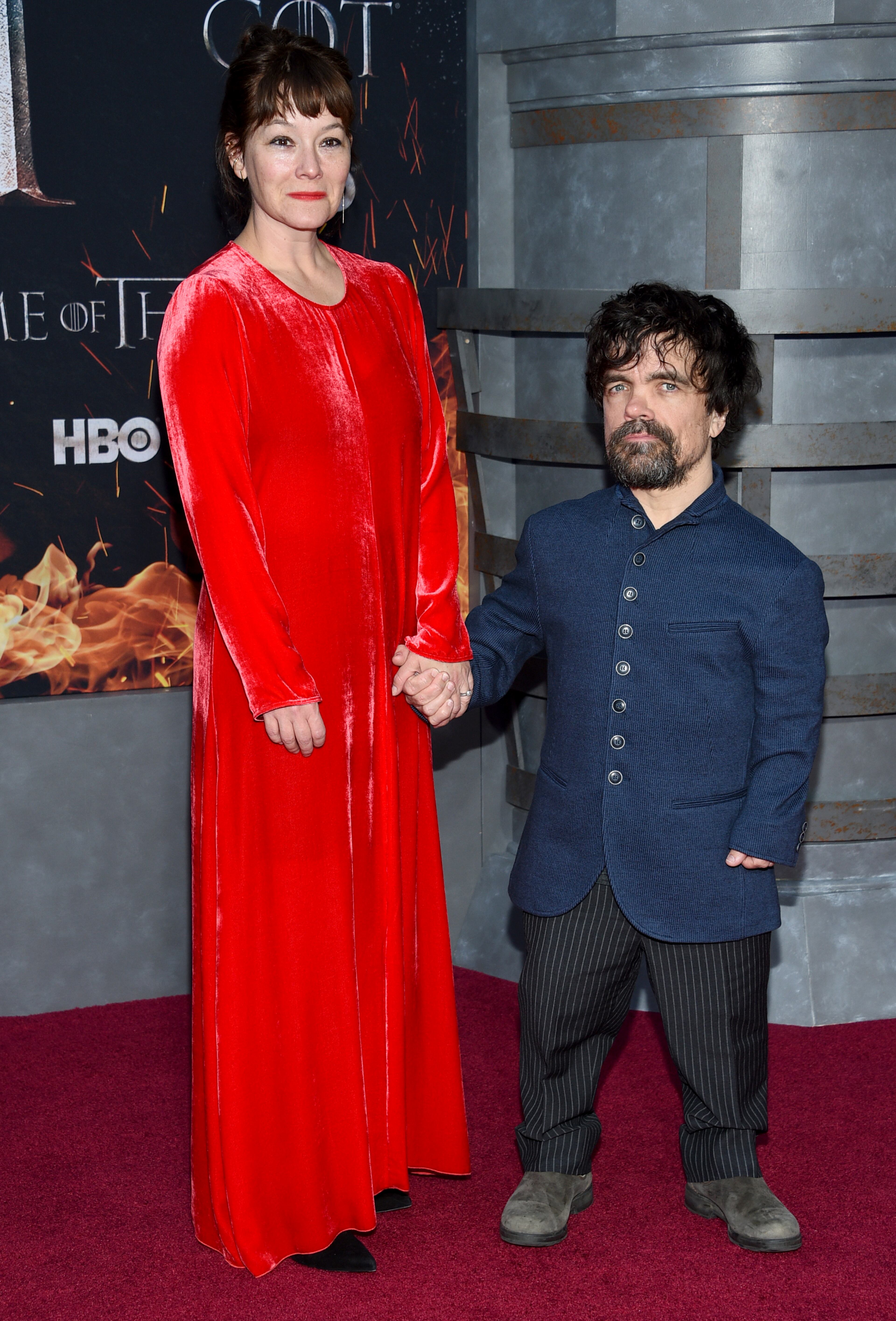 Erica Schmidt, left, and Peter Dinklage attend HBO's "Game of Thrones" final season premiere at Radio City Music Hall on Wednesday, April 3, 2019, in New York. (Photo by Evan Agostini/Invision/AP)
