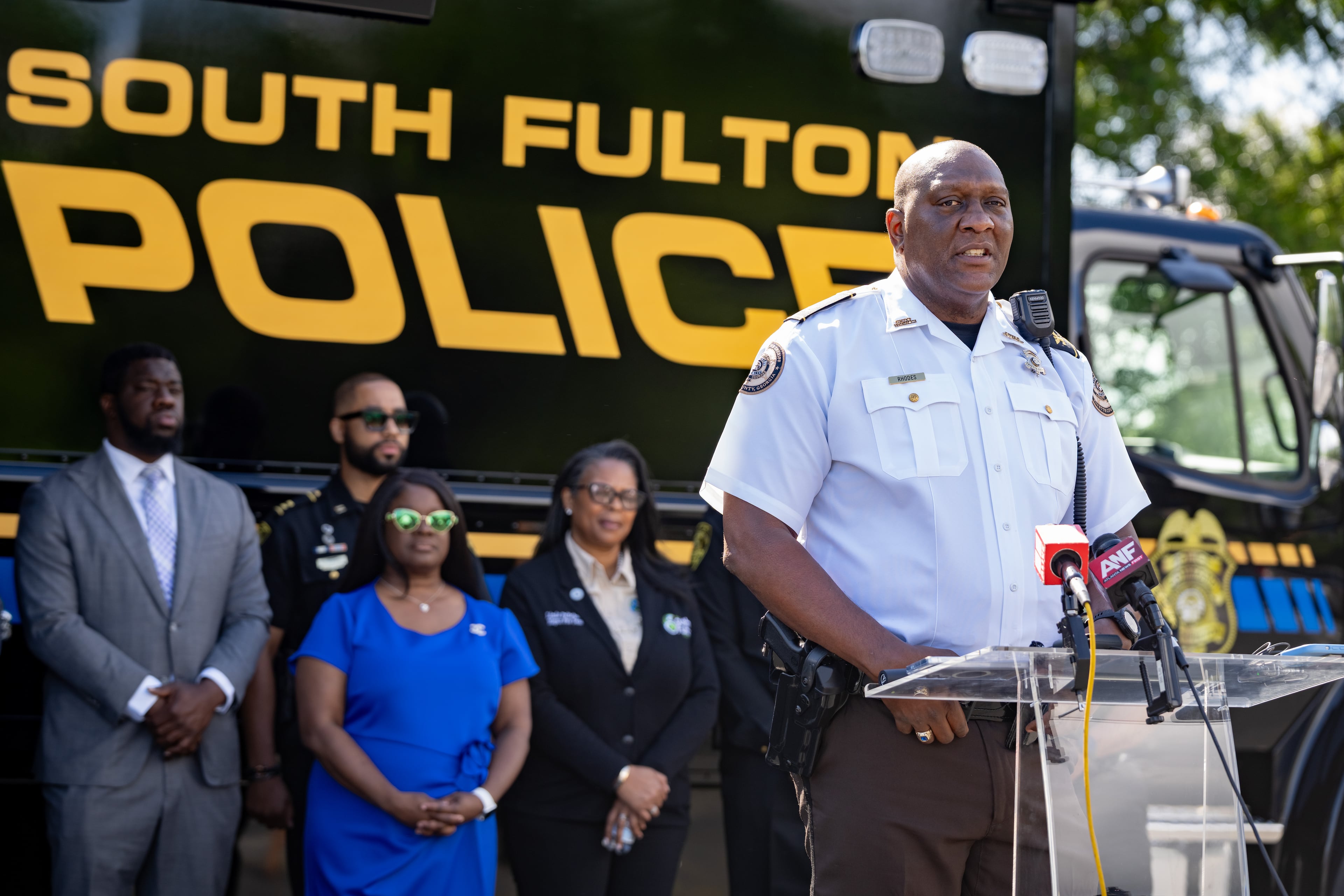 Fayette County Deputy Chief Anthony Rhodes spoke on Wednesday about preparations for the show. (Ben Hendren for The Atlanta Journal-Constitution)