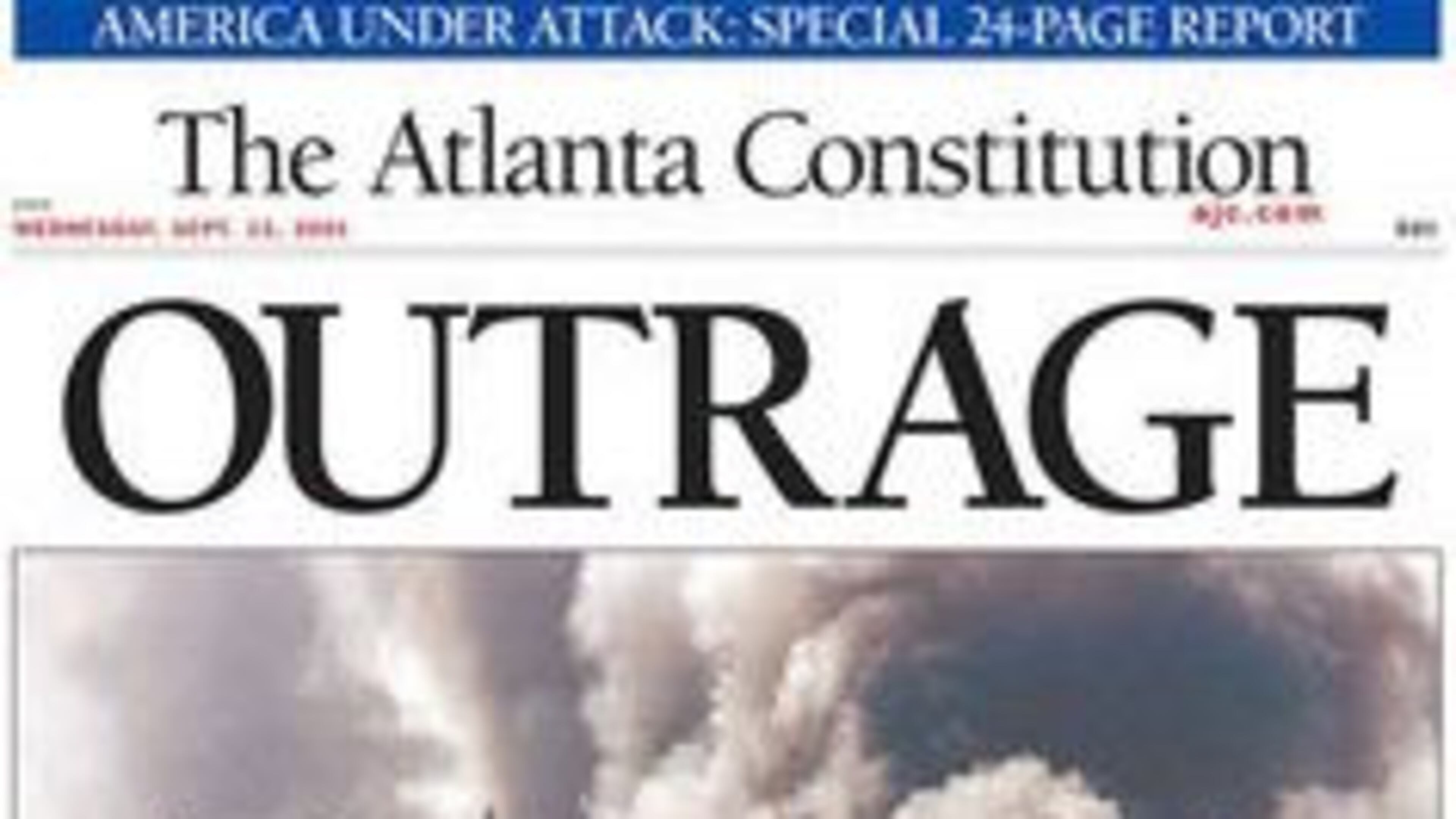 The front page of the Atlanta Constitution, Sept. 12, 2001.