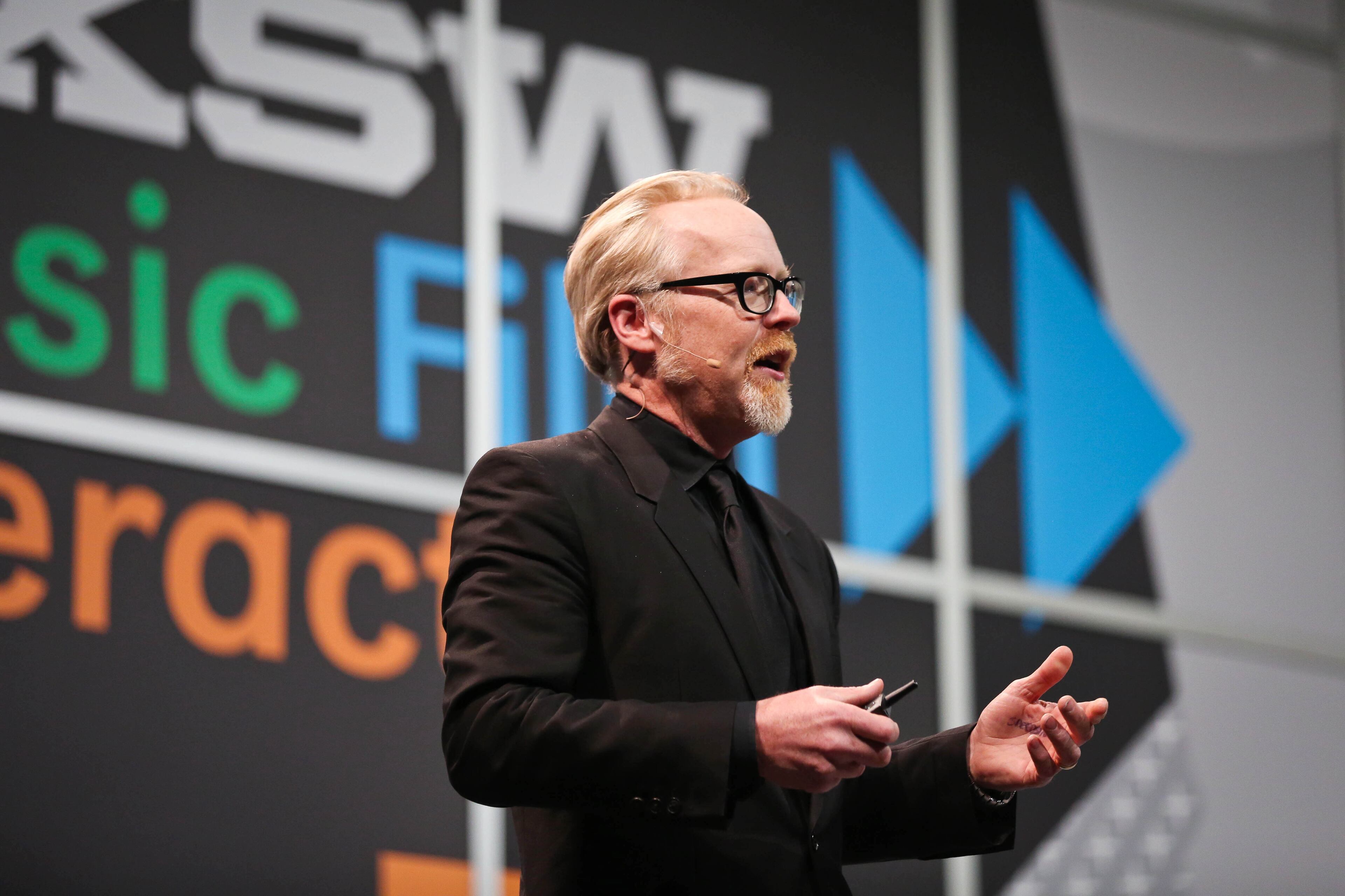 Mythbusters host Adam Savage speaks at SXSW on Monday, March 10, 2014 in Austin, Texas. (AP Photo/The Daily Texan, Chelsea Purgahn)