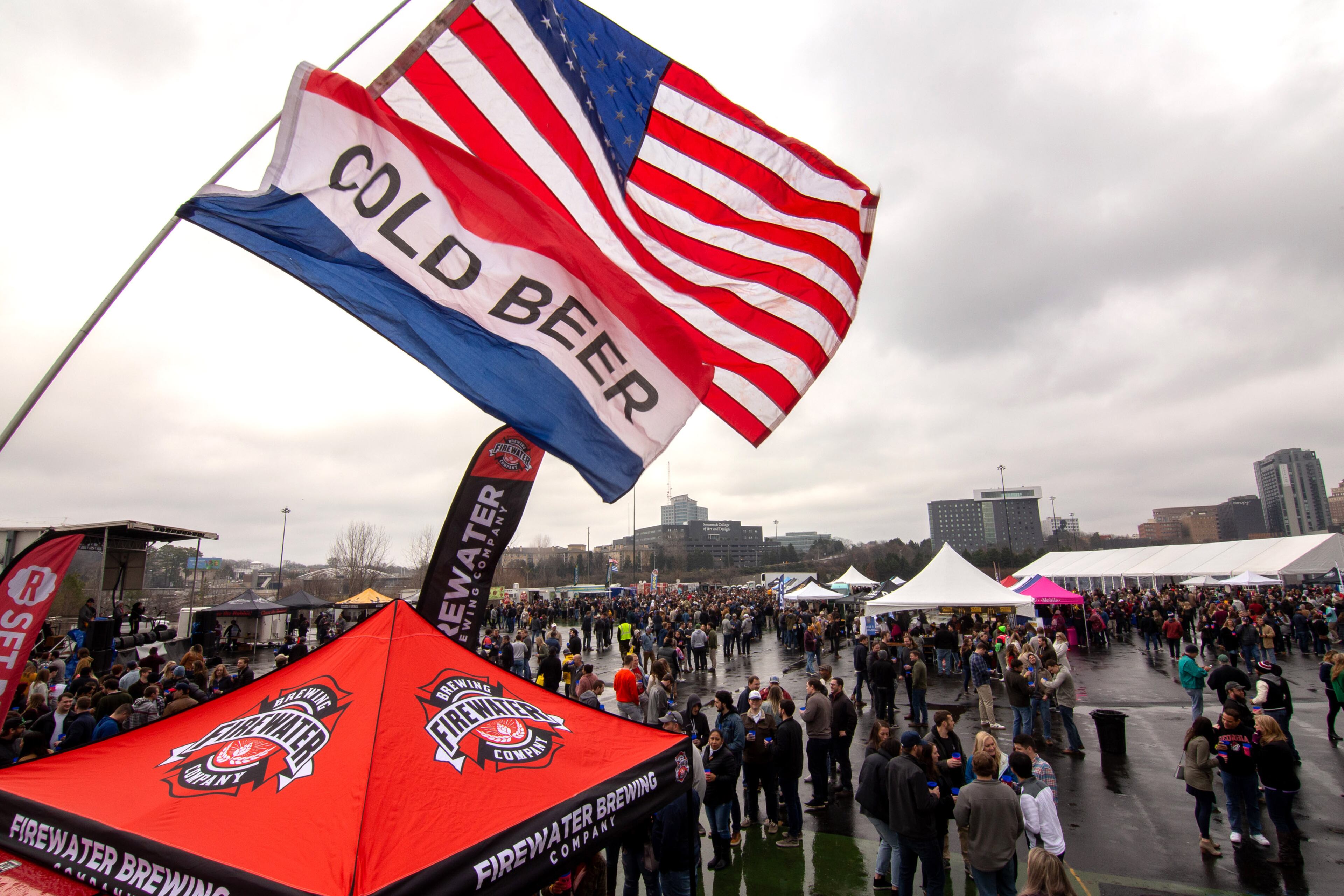 People listen to music and drink beer during the Atlanta Winter Beer Festival at Atlantic Station on Saturday, February 1, 2020. STEVE SCHAEFER / SPECIAL TO THE AJC