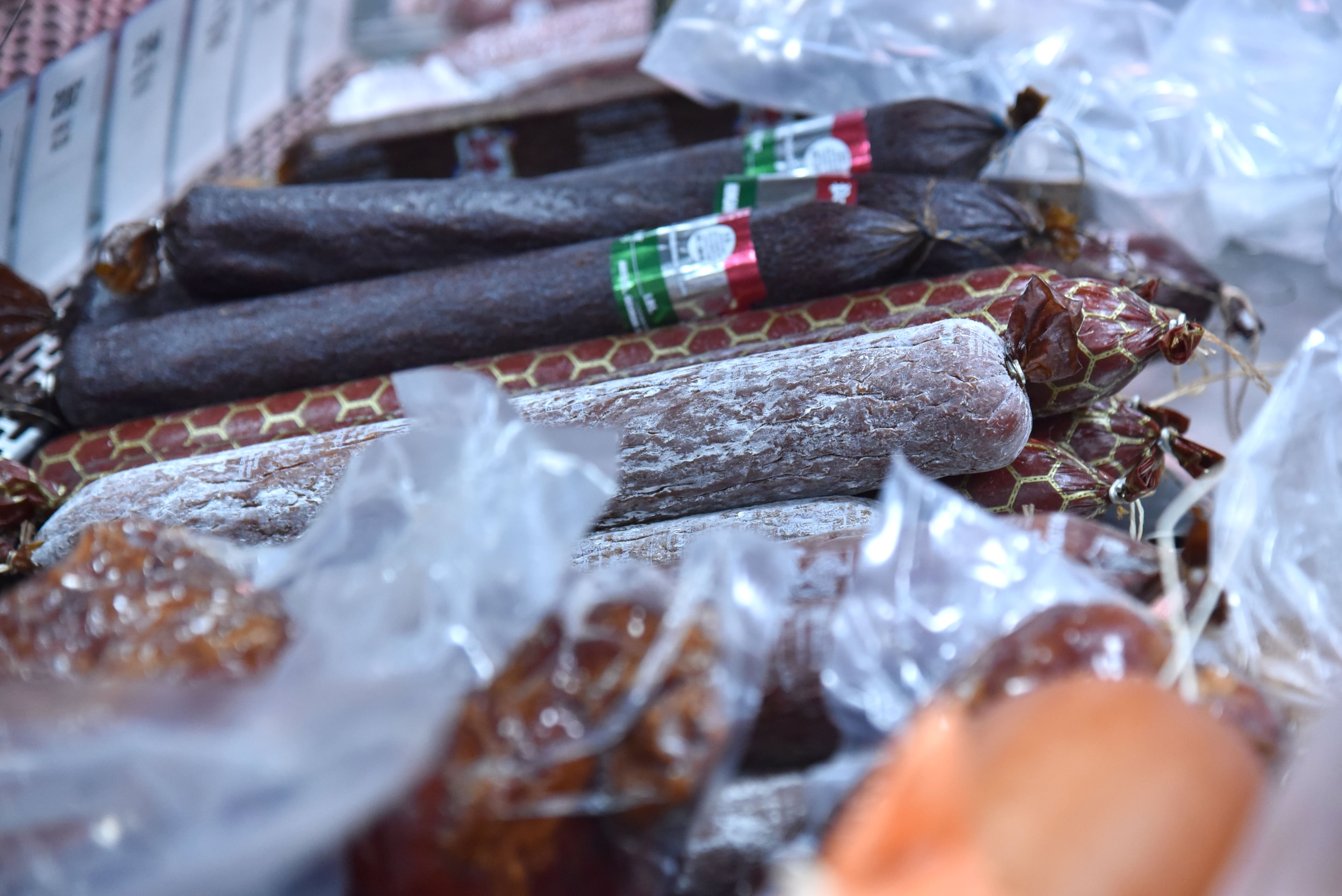 Dried/cured meat selection.