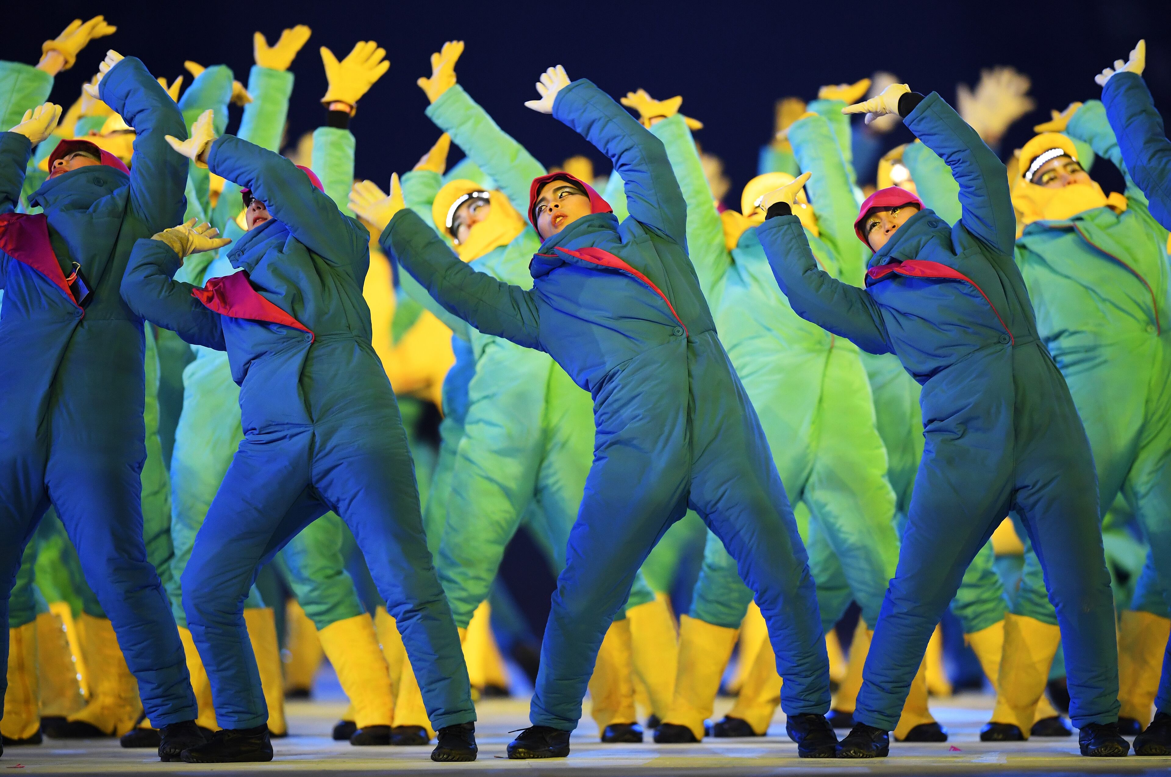 PYEONGCHANG-GUN, SOUTH KOREA - FEBRUARY 09: Performers entertain the stadium during the Opening Ceremony of the PyeongChang 2018 Winter Olympic Games at PyeongChang Olympic Stadium on February 9, 2018 in Pyeongchang-gun, South Korea. (Photo by Matthias Hangst/Getty Images)