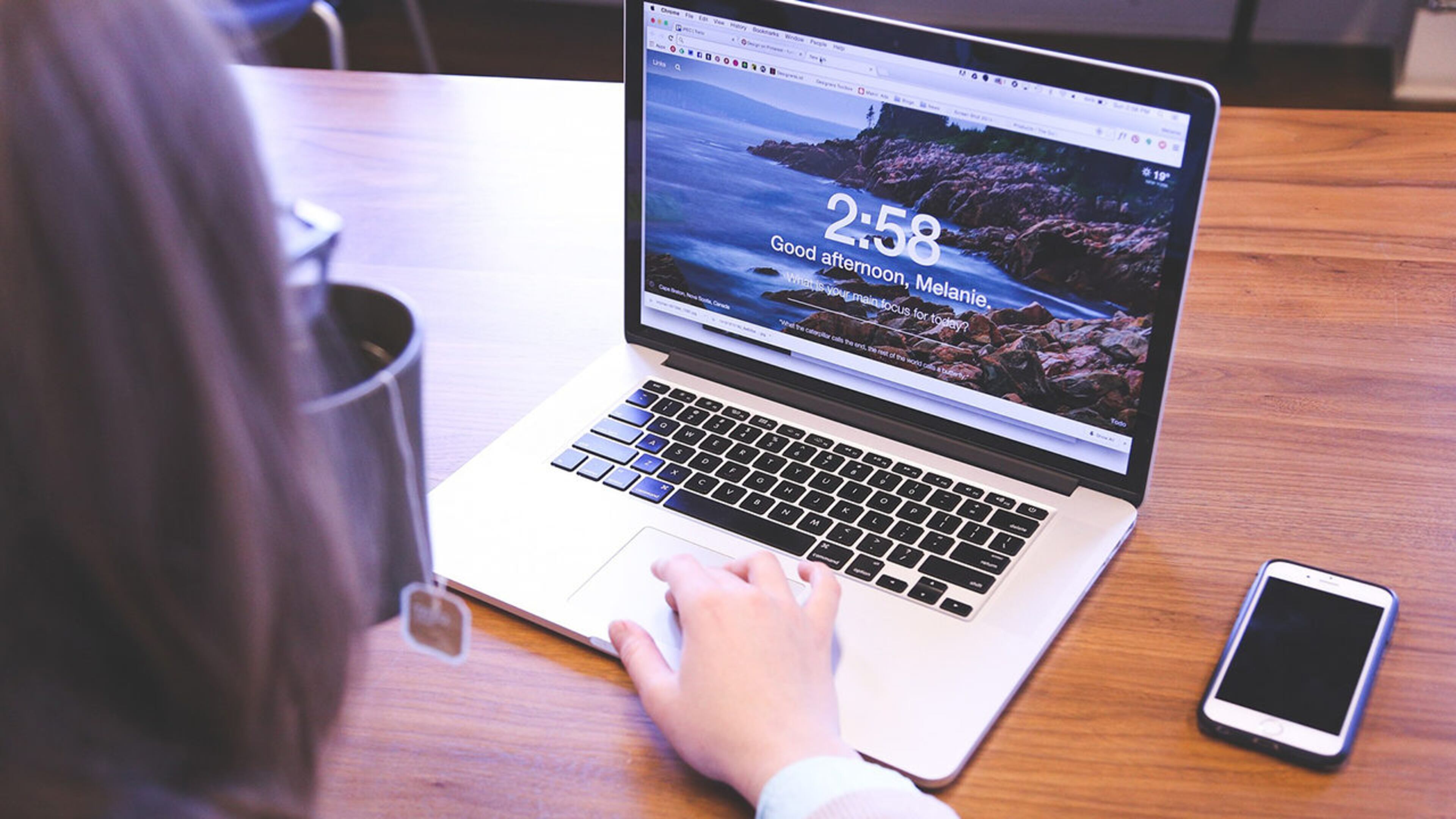 Stock photo of a woman using a computer.