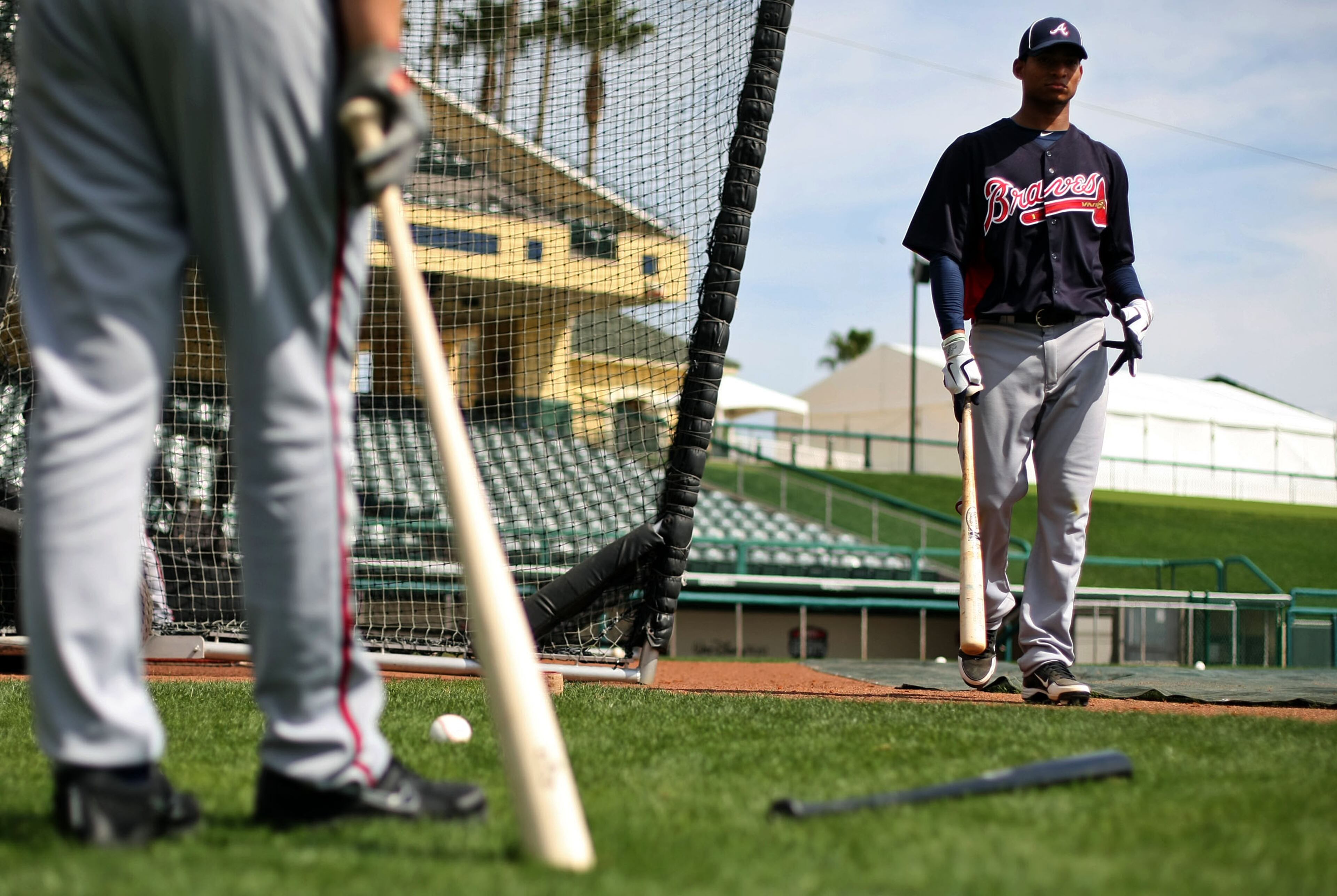 Bethancourt finishes his turn in the batting cage.