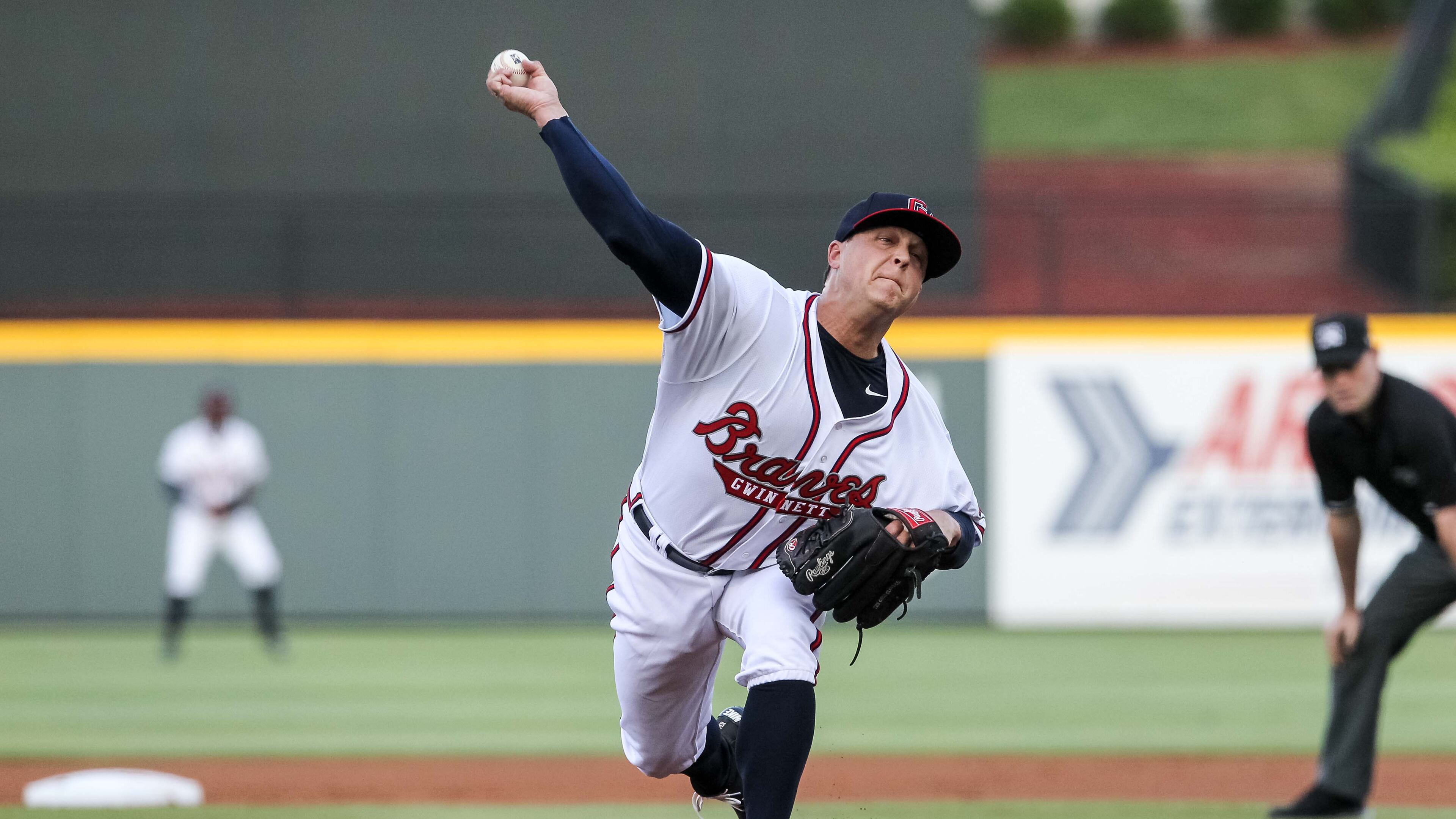 Kris Medlen has made steady progress in his recent starts at Triple-A Gwinnett and could make it back in the majors this summer. (Photo courtesy of Karl L. Moore/Gwinnett Braves)
