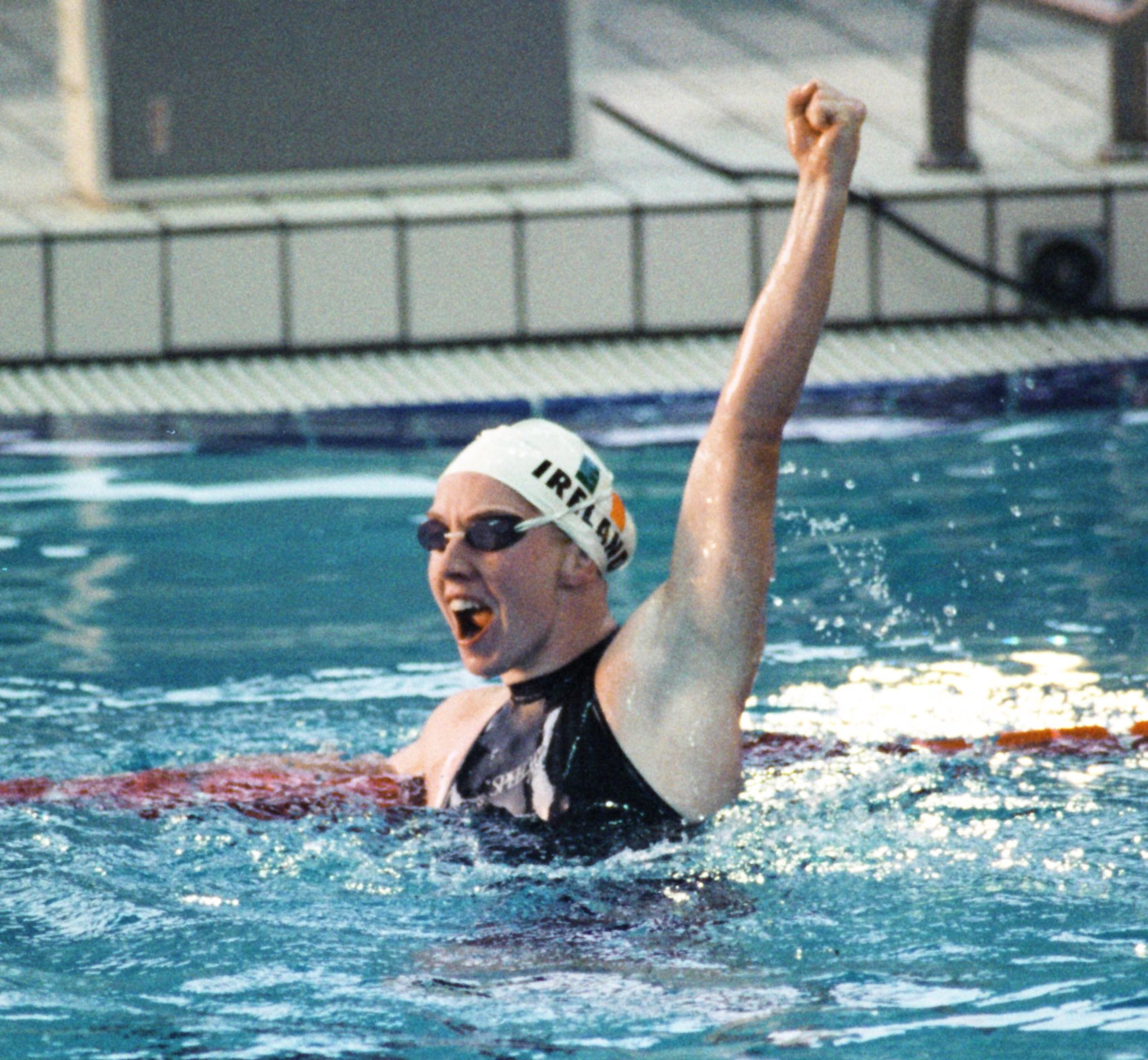 Ireland's Michelle Smith celebrates her win in the 200-meter individual medley. (AJC Staff Photo/Jonathan Newton)