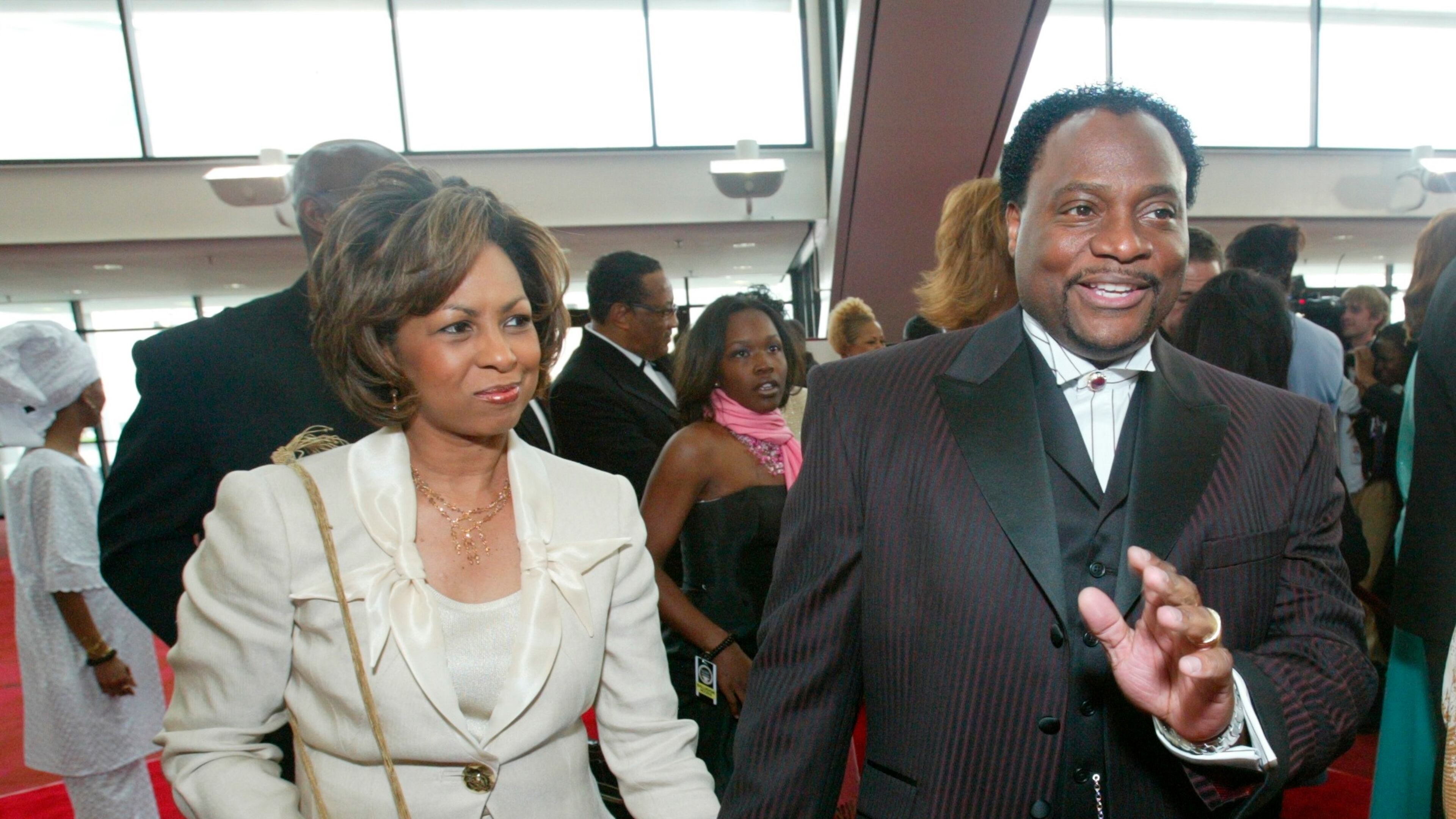 Bishop Eddie Lee Long, pastor of New Birth Missionary Baptist in Lithonia, Ga. and wife Vanessa Griffin Long arrive at the 13th Annual Trumpet Awards Monday, April 25, 2005. (AJC FILE PHOTO)