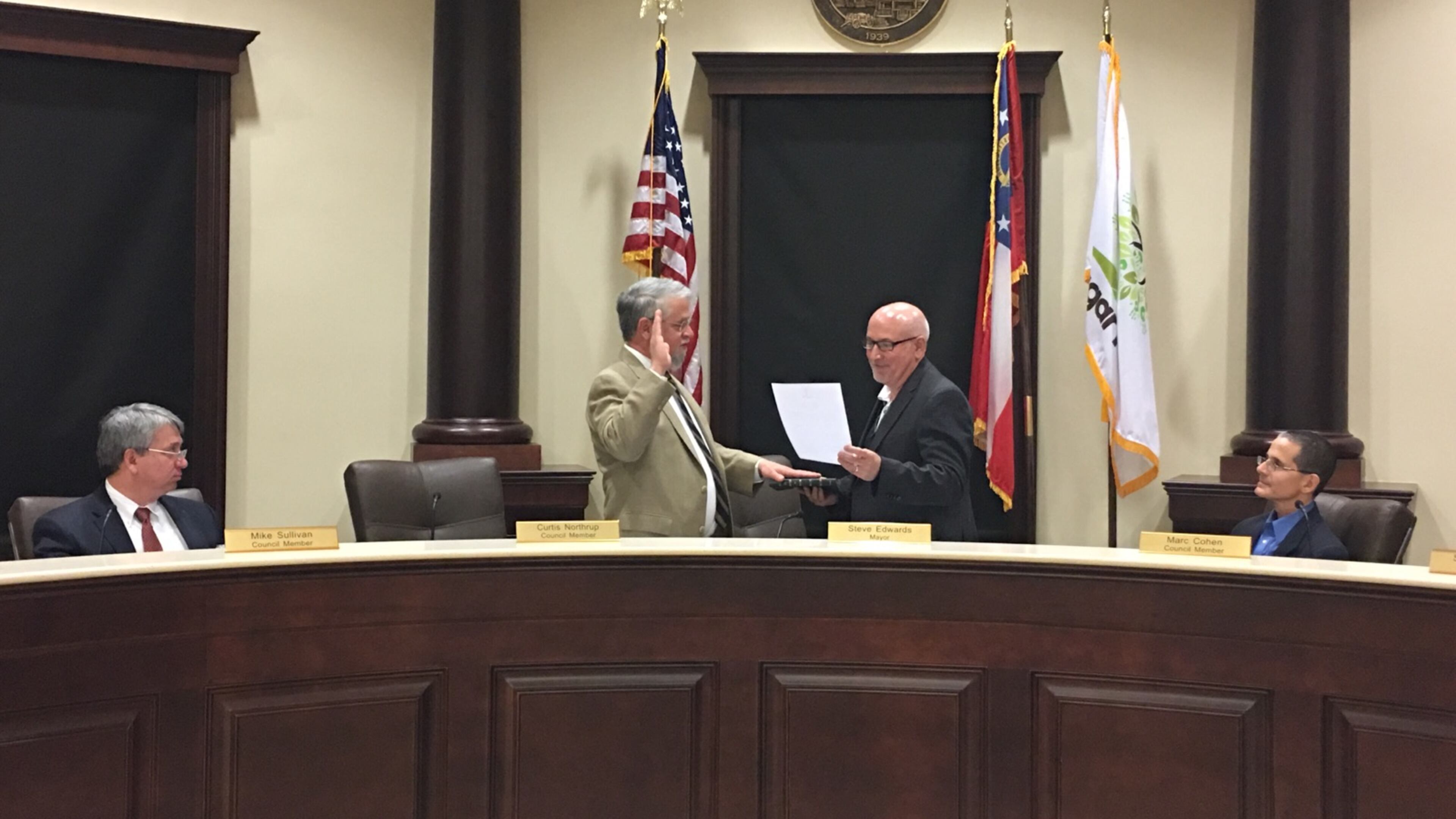 Curtis Northrup is sworn in as Sugar Hill Mayor Pro Tem. Courtesy City of Sugar Hill