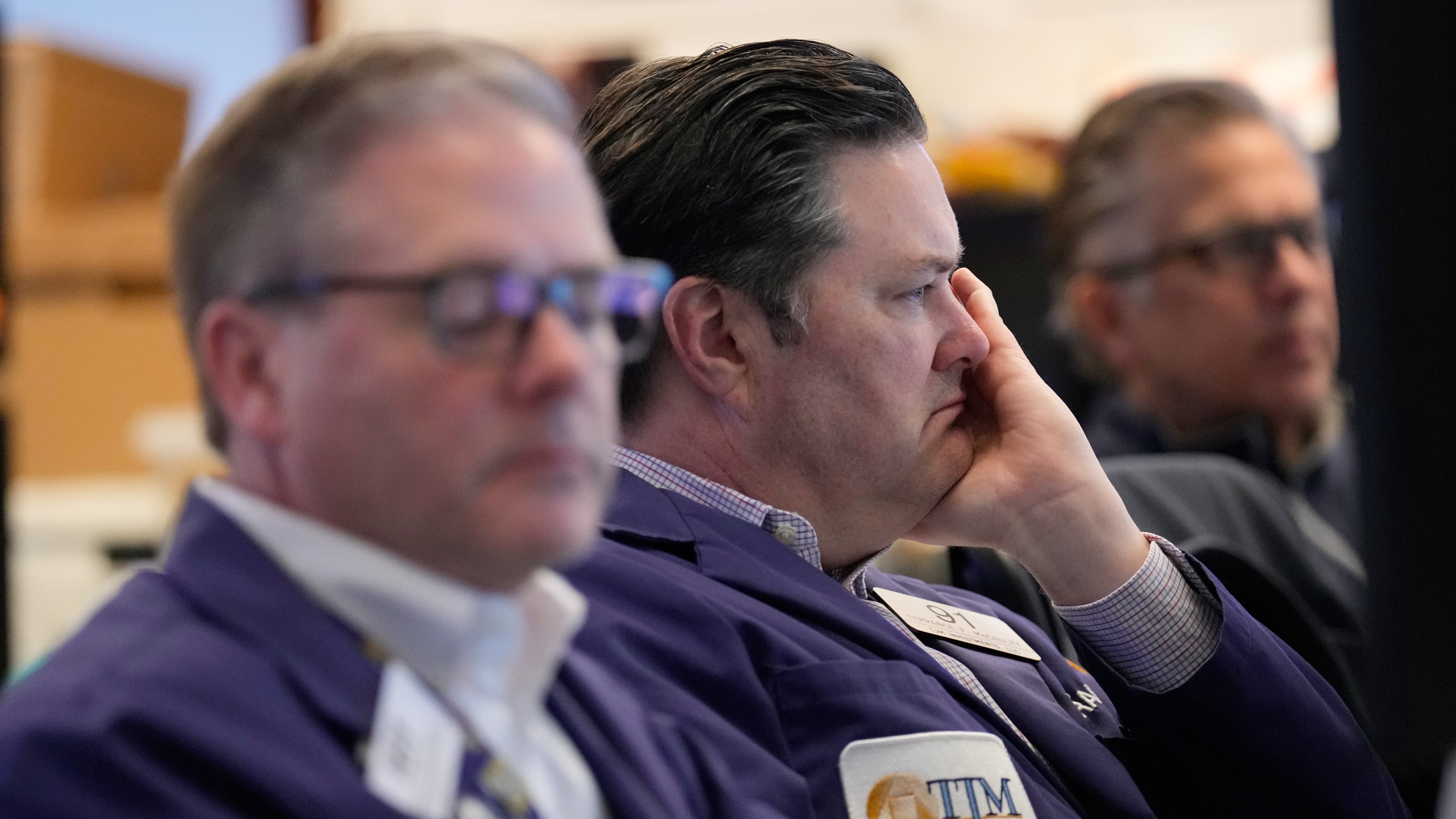 Terrance McCauley works on the floor at the New York Stock Exchange in New York, Tuesday, April 7, 2026. (AP Photo/Seth Wenig)