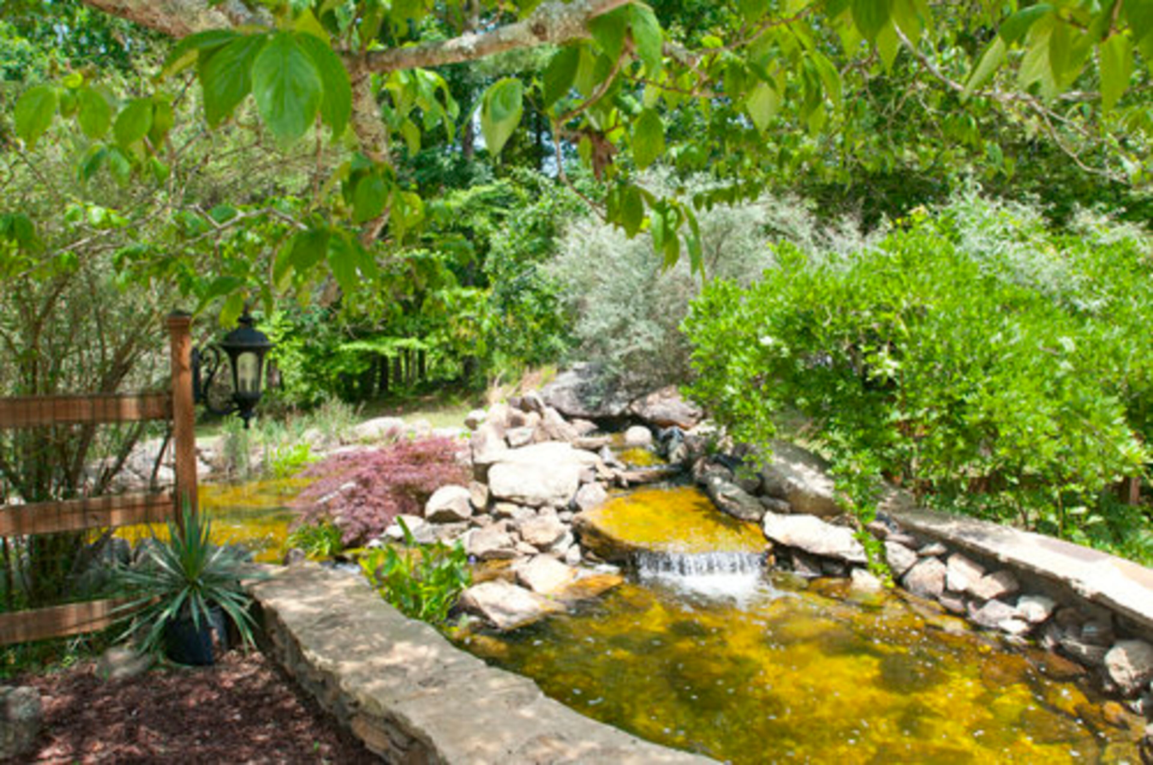 Favorite outdoor feature: The koi pond, which uses huge stones from the property.