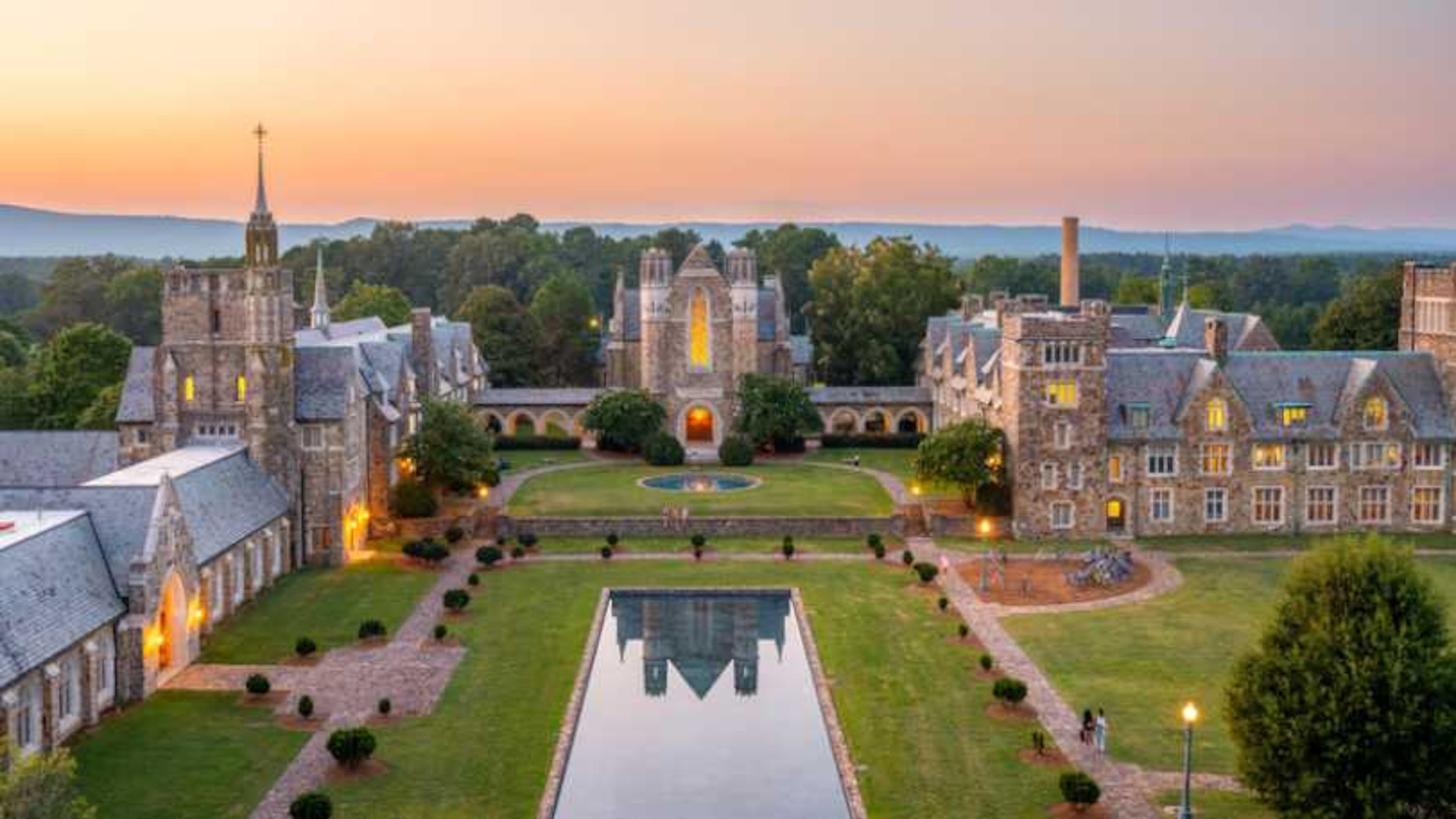 The sun sets over the Berry College campus. Berry has invested millions of dollars in historic restoration projects, guest columnist Sandeep Mazumder writes. (Courtesy of Brant Sanderlin/Berry College)