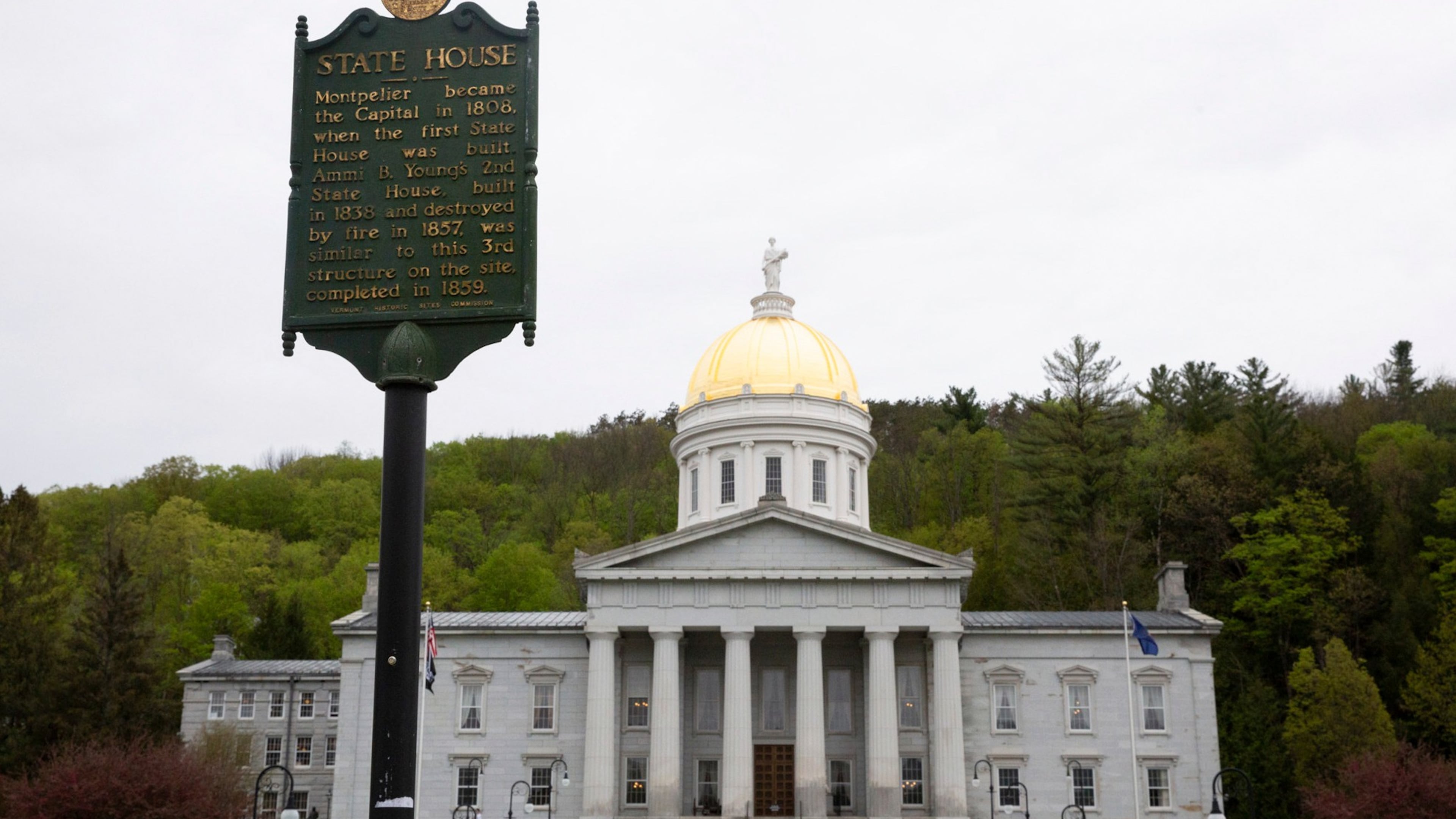 FILE - The Vermont state Capitol building is seen, May 8, 2025, in Montpelier, Vt. (AP Photo/Alex Driehaus, File)