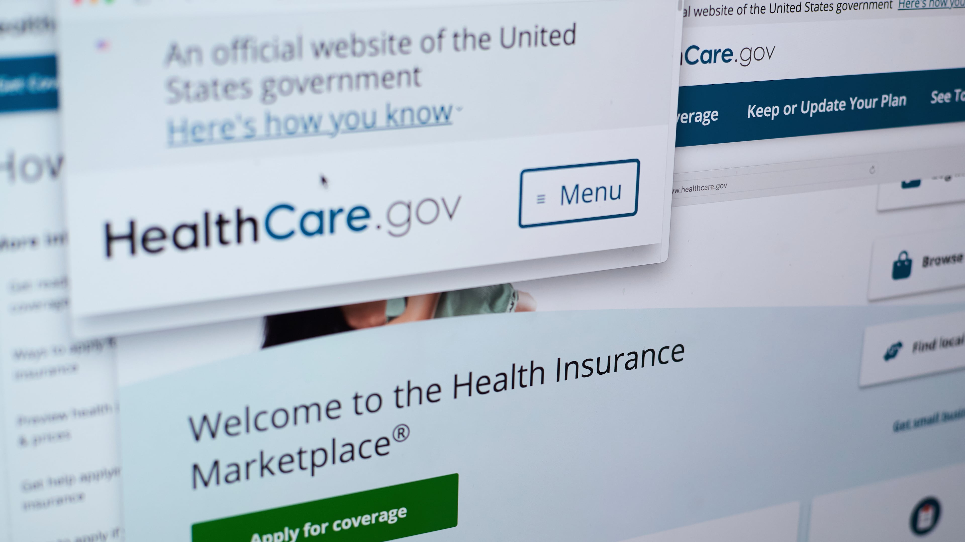 FILE - Pages from the U.S. Affordable Care Act health insurance website, healthcare.gov, are displayed on a computer screen in New York, Aug. 19, 2025. (AP Photo/Patrick Sison, File)