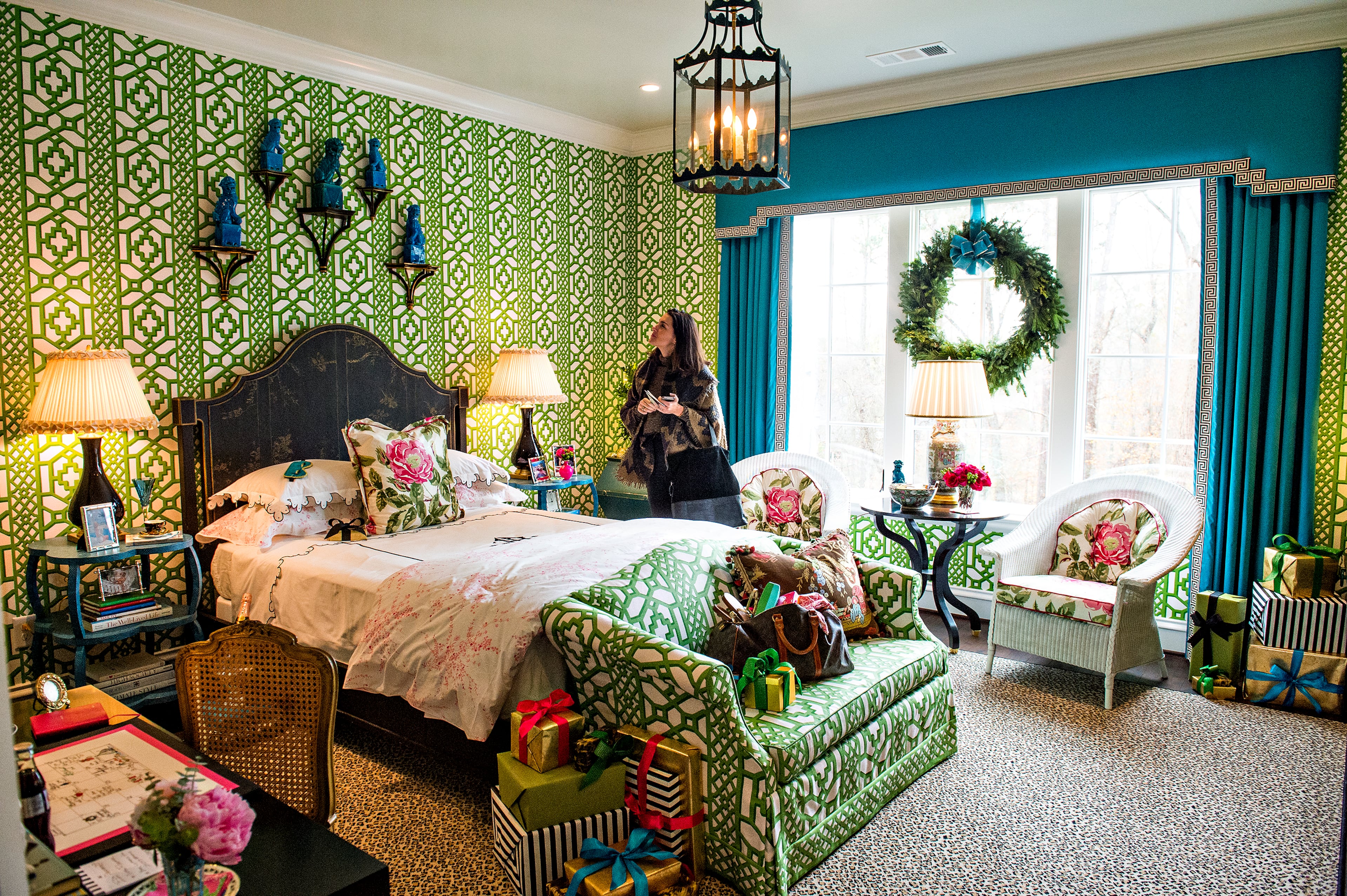 November 21, 2015 Atlanta - Tonya Lacourse checks out one of the guest suites inside the 2015 Home for the Holidays Designer Showhouse located at 1150 West Garmon Rd. in Atlanta on Saturday, November 21, 2015. This year's 15,000 sq. ft. estate is a collaboration between renowned architecture firm, Harrison Design, and Sheehan Built Homes. Inspired by Scotland's Stonefield Castle, the sprawling "Millwood Manor" is open through Sunday, Dec. 13. JONATHAN PHILLIPS / SPECIAL