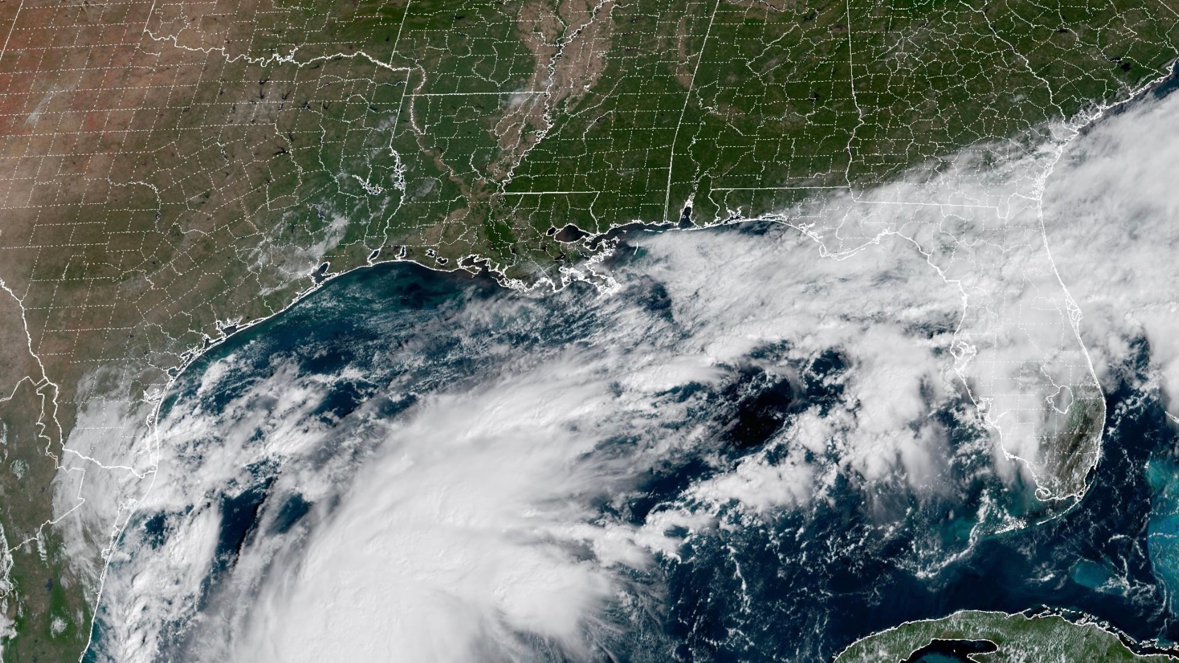 This satellite image from the National Oceanic and Atmospheric Administration shows Tropical Storm Isaias off the eastern coast of Mexico on Wednesday, Oct. 7, 2026. (National Oceanic and Atmospheric Administration via AP)