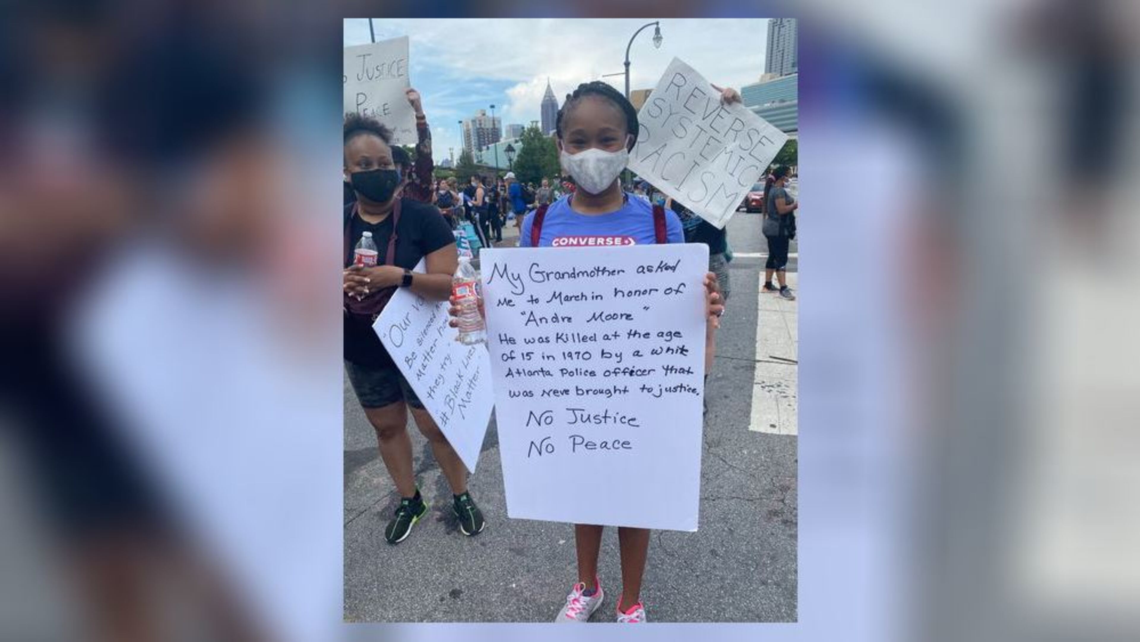 Jayda is marching on her 53-year-old grandmother’s behalf.