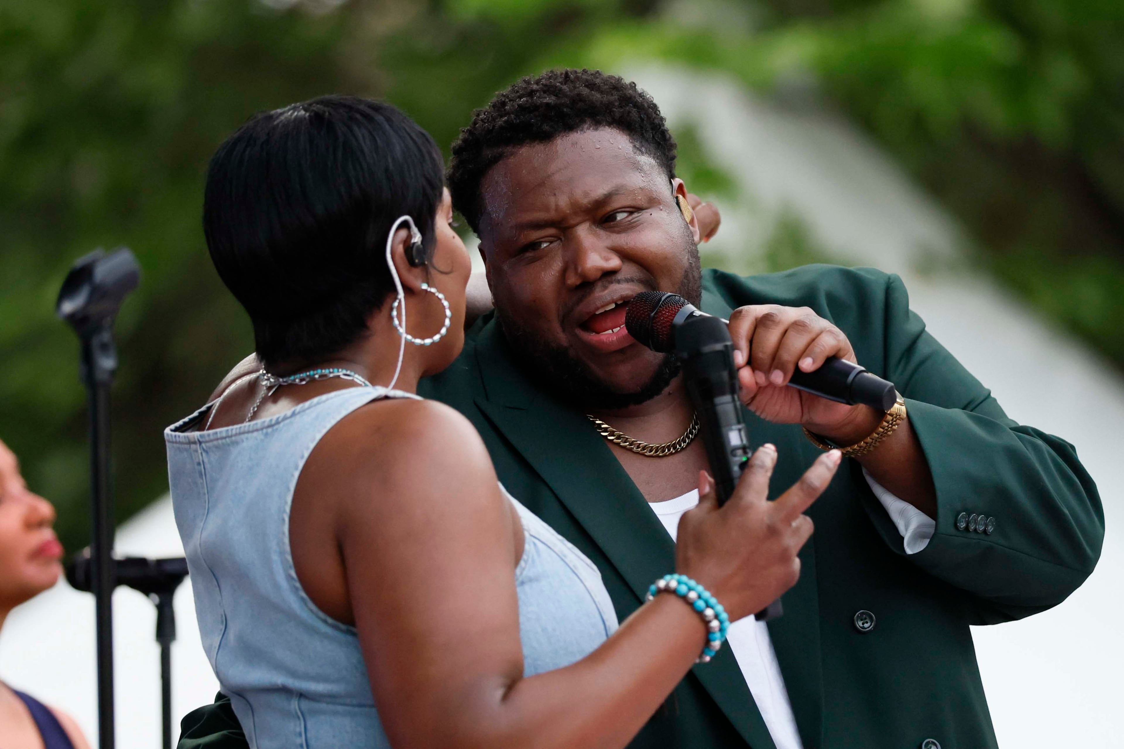 Tanya and Michael Trotter, the husband-wife duo of the War and Treaty, perform at Decatur WatchFest ’26 on Thursday, June 25, 2026. (Miguel Martinez/AJC)