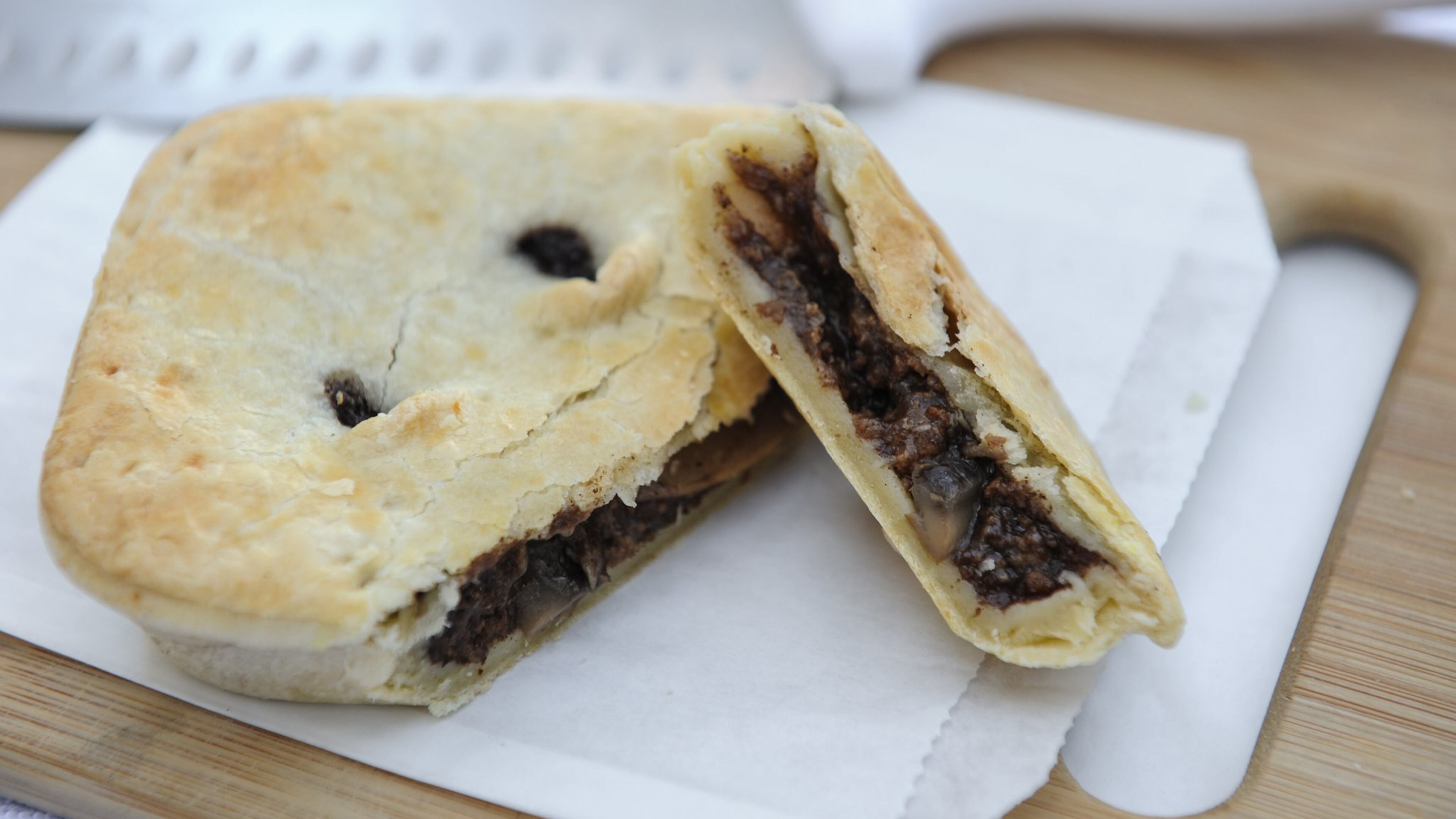 The Aussie Meat Pie has USDA ground chuck combined with USDA ground beef in a beef-seasoned gravy with a flaky pastry top. It’s from the Australian Bakery Cafe on the Marietta Square. CONTRIBUTED BY BECKY STEIN