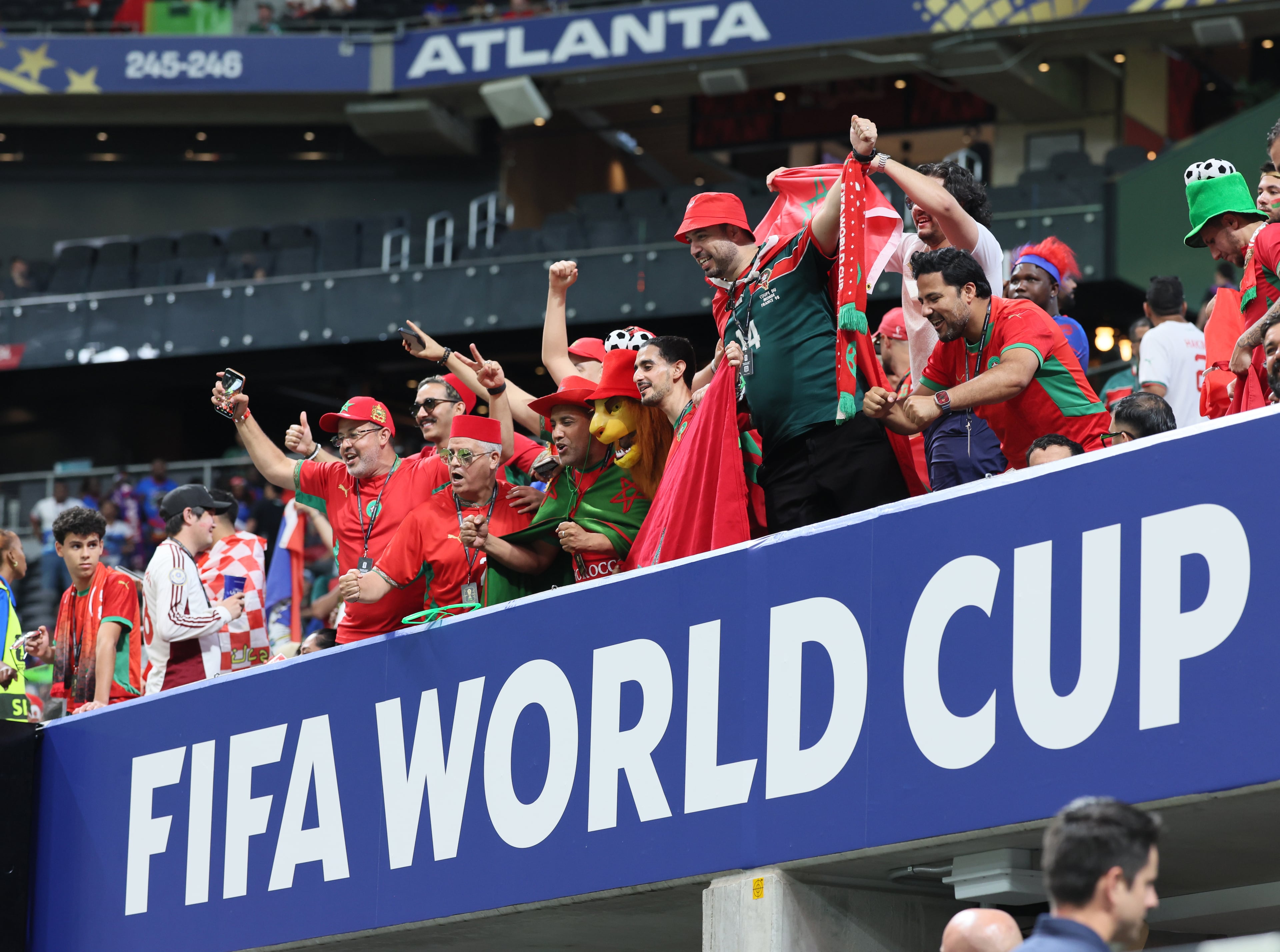 Morocco fans before the start of the Morocco vs. Haiti Group C FIFA World Cup match at Atlanta Stadium (Mercedes-Benz Stadium) on Wednesday, June 24, 2026. (Jason Getz/AJC)
