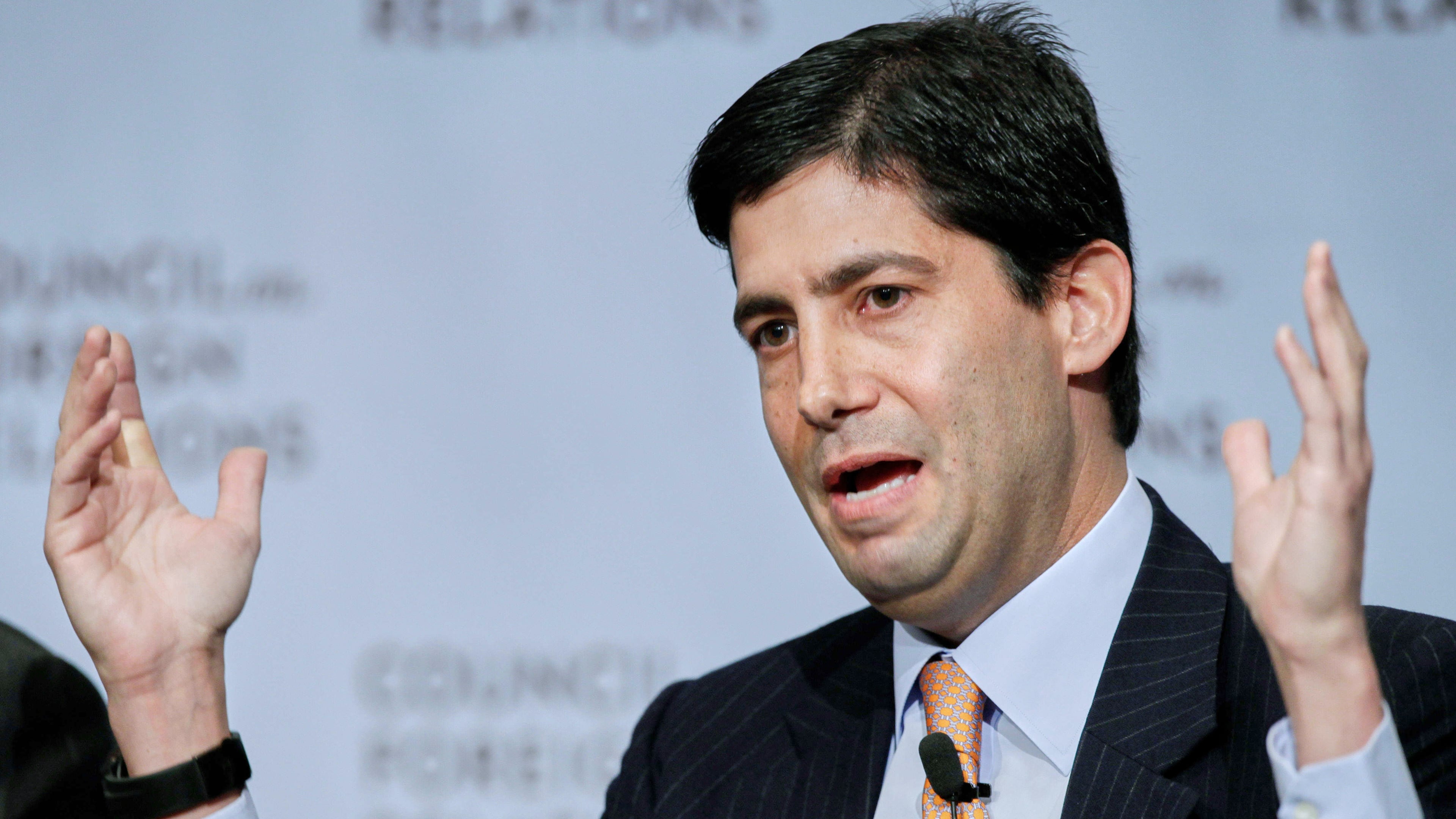 FILE - Kevin Warsh, visiting fellow at the Hoover Institution, speaks at the Council on Foreign Relations in a panel discussion on "Central Banking in an Age of Improvisation," Nov. 28, 2011 in New York. (AP Photo/Mark Lennihan, File)
