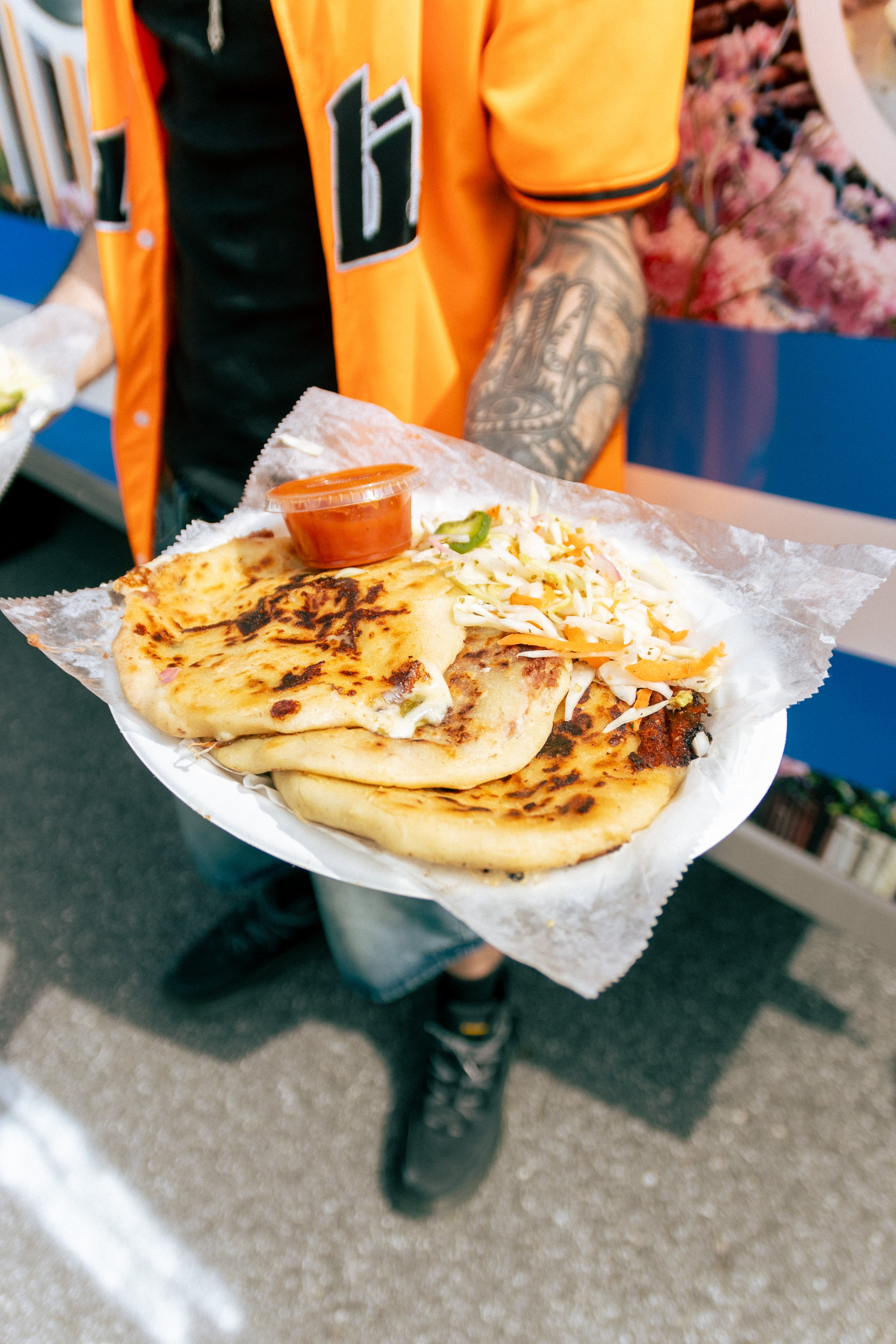 Mamacita’s Latin Kitchen’s queso, chicharron and revuelta pupusas. (Courtesy of Mamacita’s Latin Kitchen)