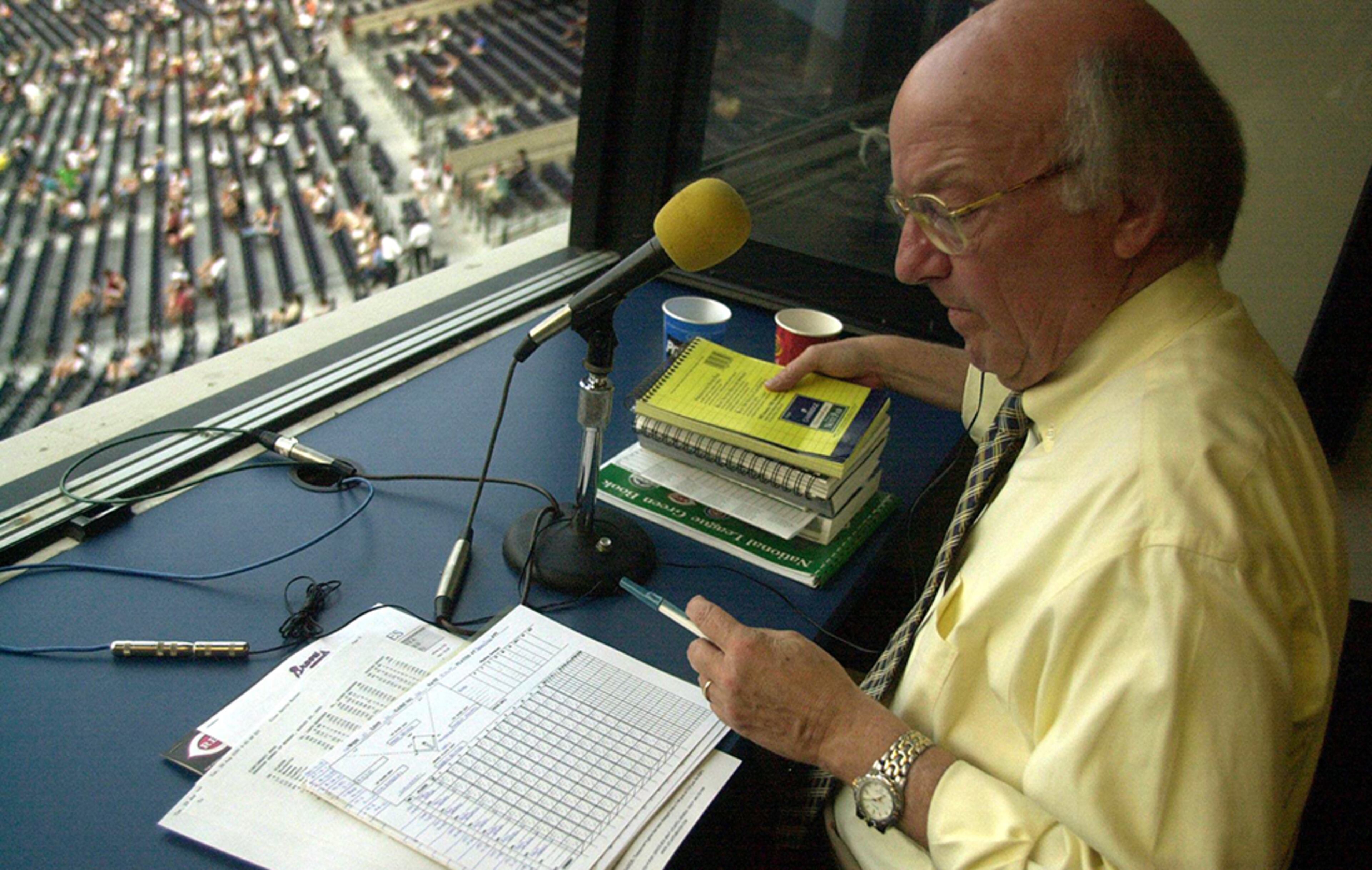 Pete Van Wieren broadcast Braves games from 1976 to 2008. Nicknamed "The Professor," for his encyclopedic knowledge of baseball, Van Wieren worked alongside the likes of Skip Caray, Ernie Johnson, Don Sutton, Joe Simpson and Chip Caray. He was inducted into the Braves Hall of Fame in 2004.