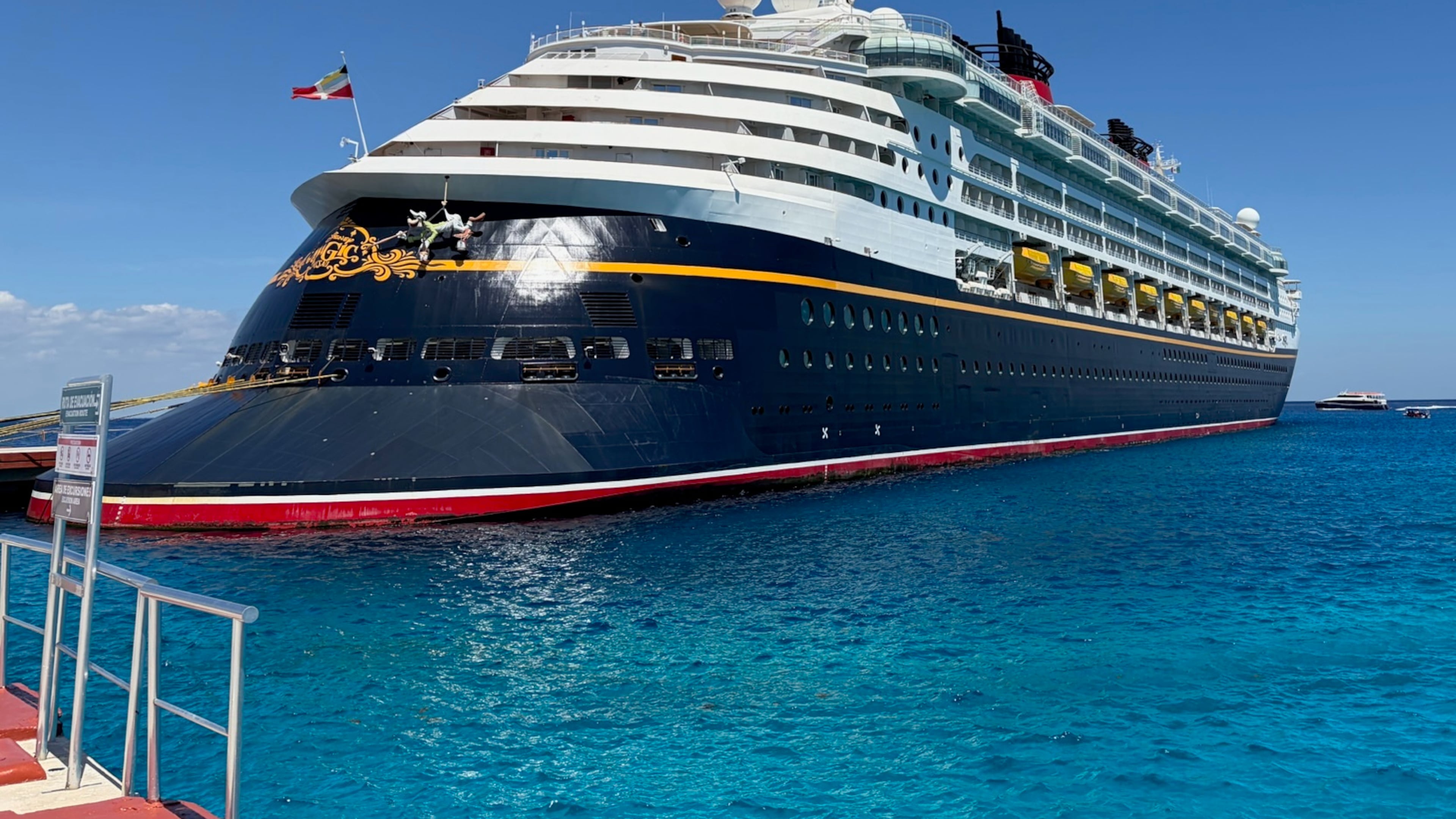 The Disney Magic cruise ship is seen at port in Cozumel, Mexico, on March 22, 2026. (Steve O'Connell via AP)