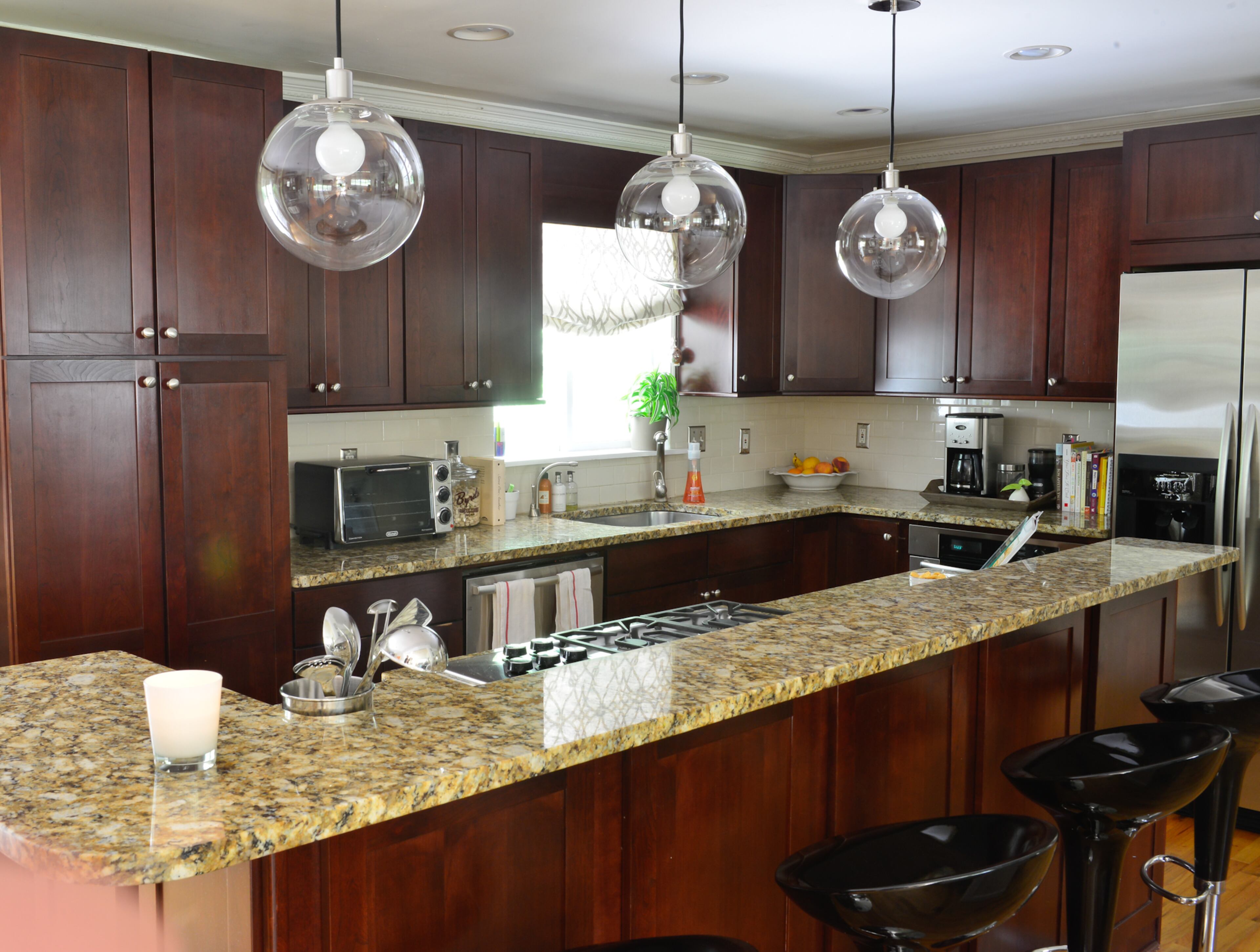 The previous owners updated the kitchen, adding Bosch appliances including a gas stove with five burners and two ovens.