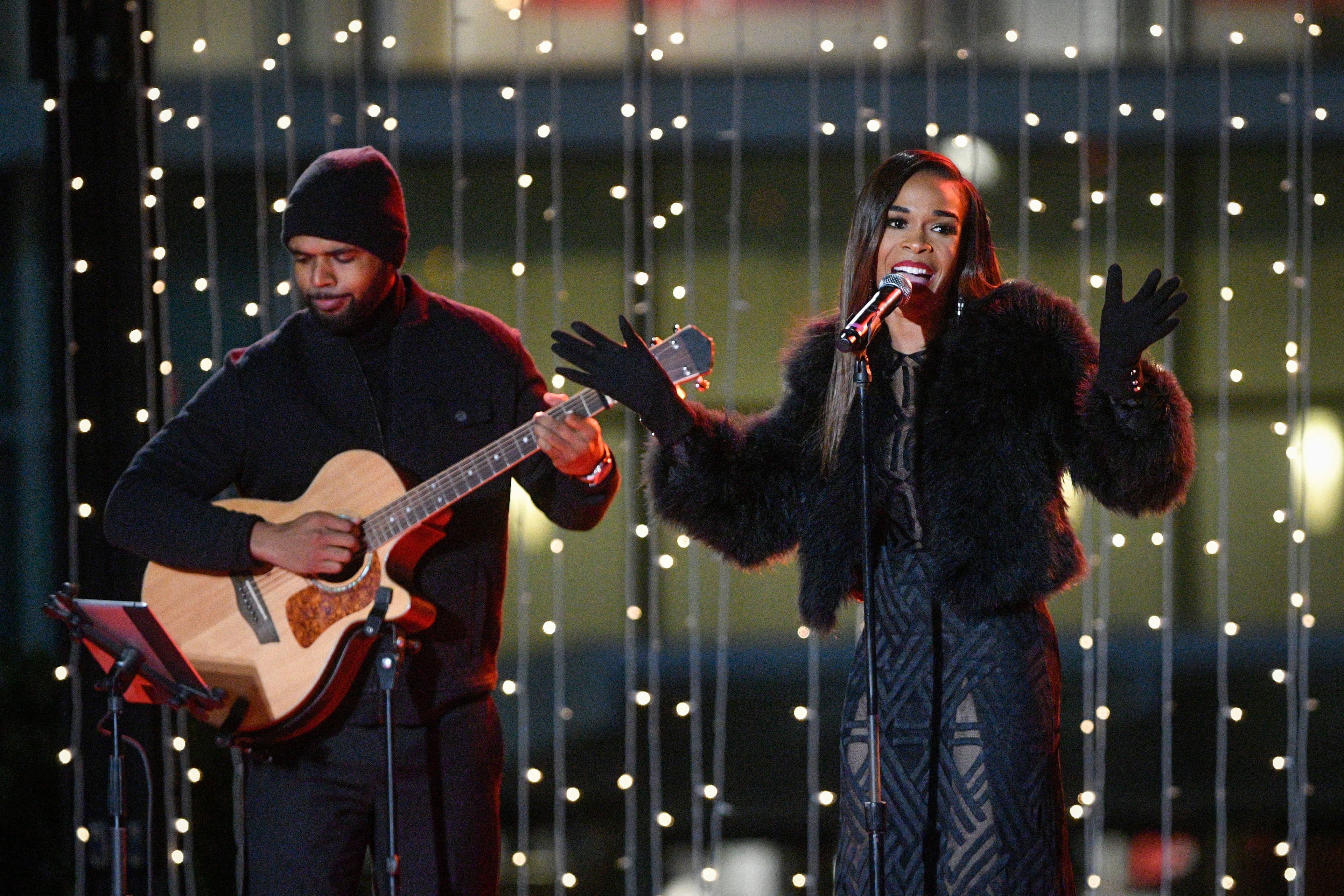 Grammy Award-winning artist and actress Michelle Williams performed at the 69th annual Macy's Great Tree Lighting with thousands in attendance on Sunday, Nov. 20, 2016 in Atlanta. The 56-foot tree will be on display on the rooftop of the Macy's at Lenox Square Mall until January 1, 2017. (John Amis/AP Images for Macy's)