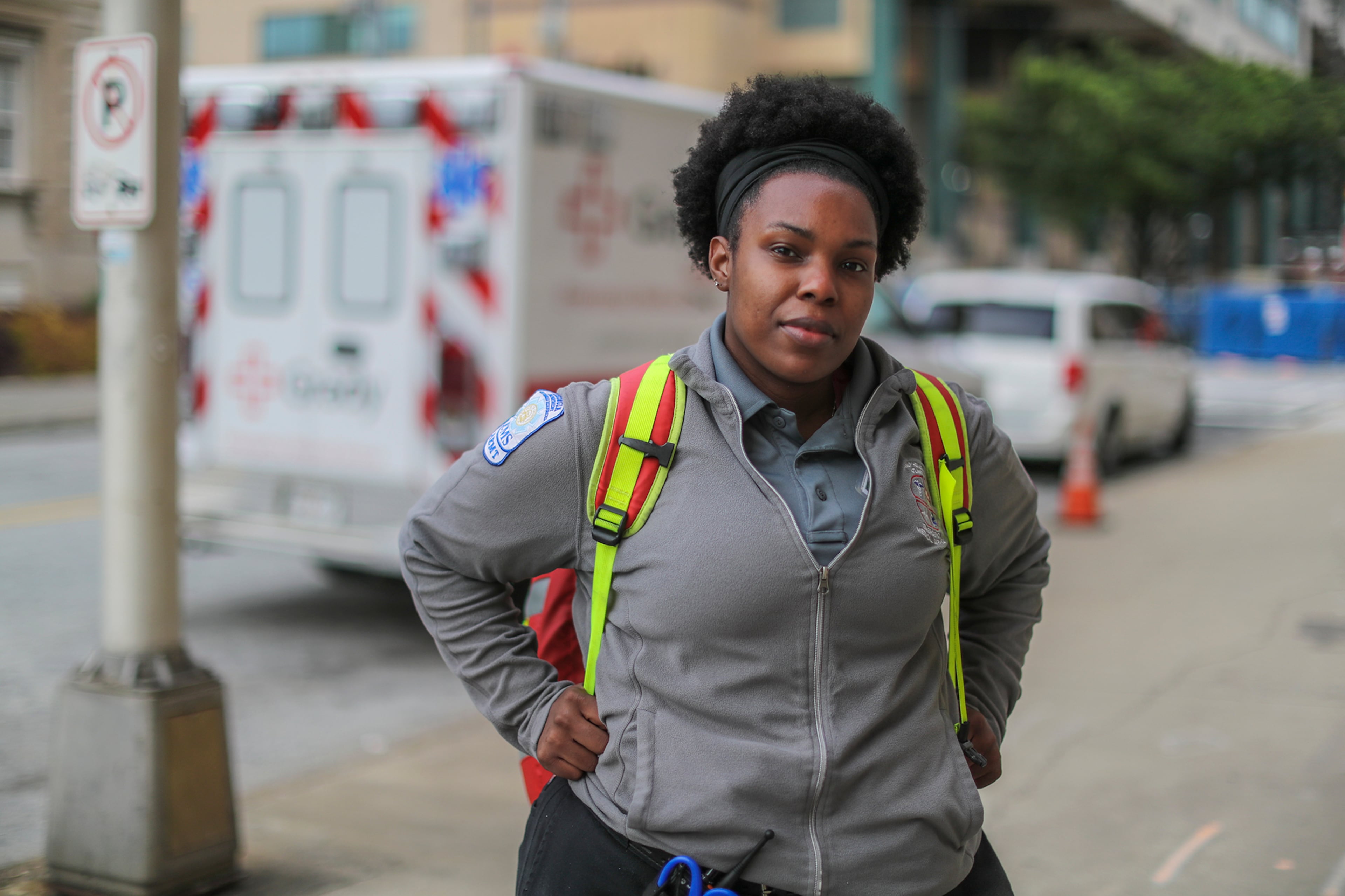 May 21, 2020 Atlanta: Grady EMS, advanced EMT, LaQuandrea Hollingsworth. JOHN SPINK/JSPINK@AJC.COM