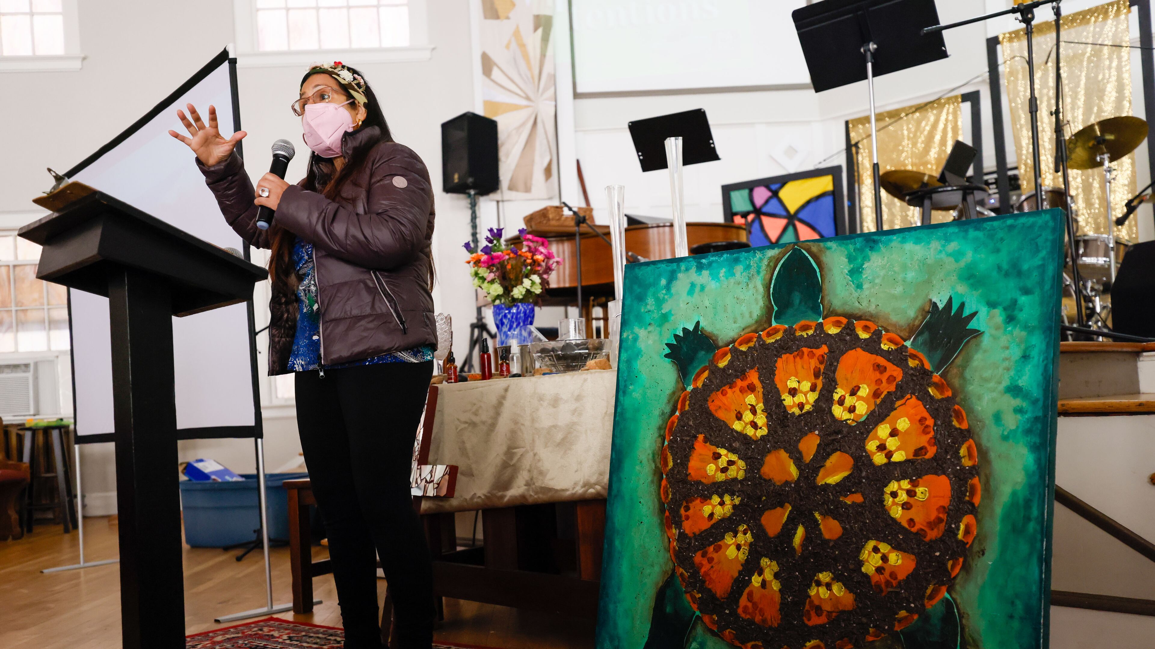 Belkis Terán, mother of Manuel “Tortuguita” Terán, the activist shot and killed at the future site of Atlanta's Public Safety Training Center, speaks in front of dozens of forest defenders as they celebrate a memorial day of healing at Park Avenue Baptist Church on Thursday, January 18, 2024.
Miguel Martinez /miguel.martinezjimenez@ajc.com