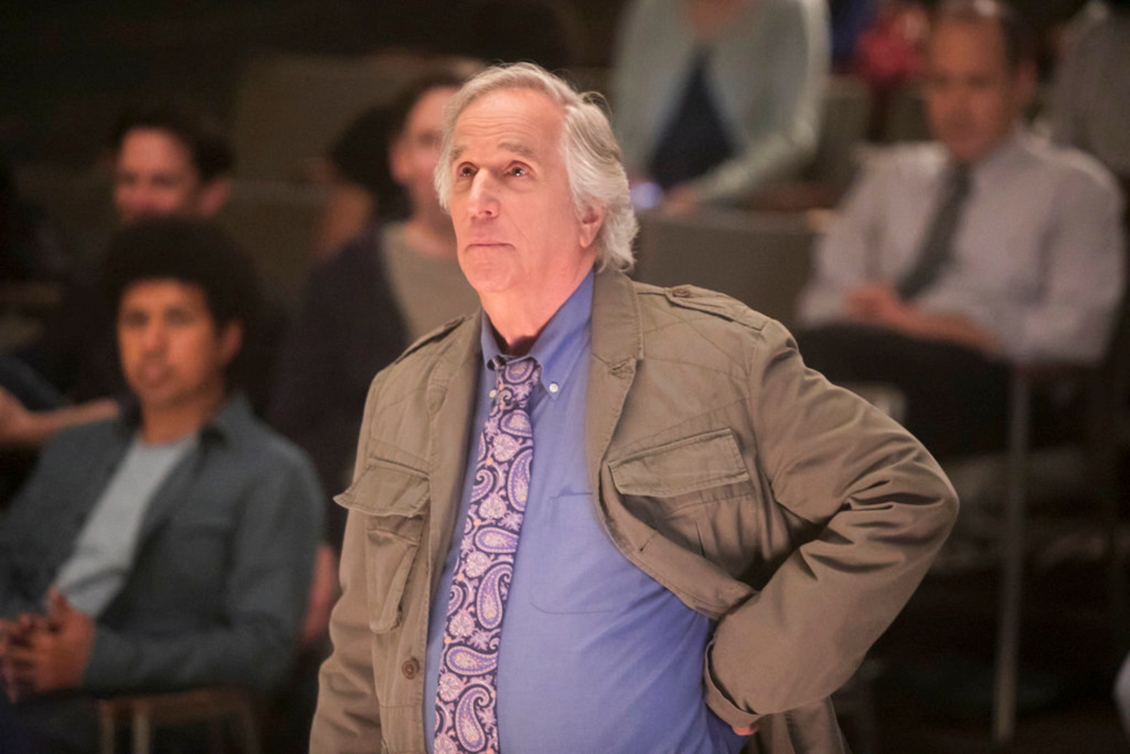 This image released by HBO shows Henry Winkler in a scene from "Barry." Winkler was nominated Thursday for an Emmy for outstanding supporting actor in a comedy series. The 70th Emmy Awards will be held on Monday, Sept. 17. (HBO via AP)