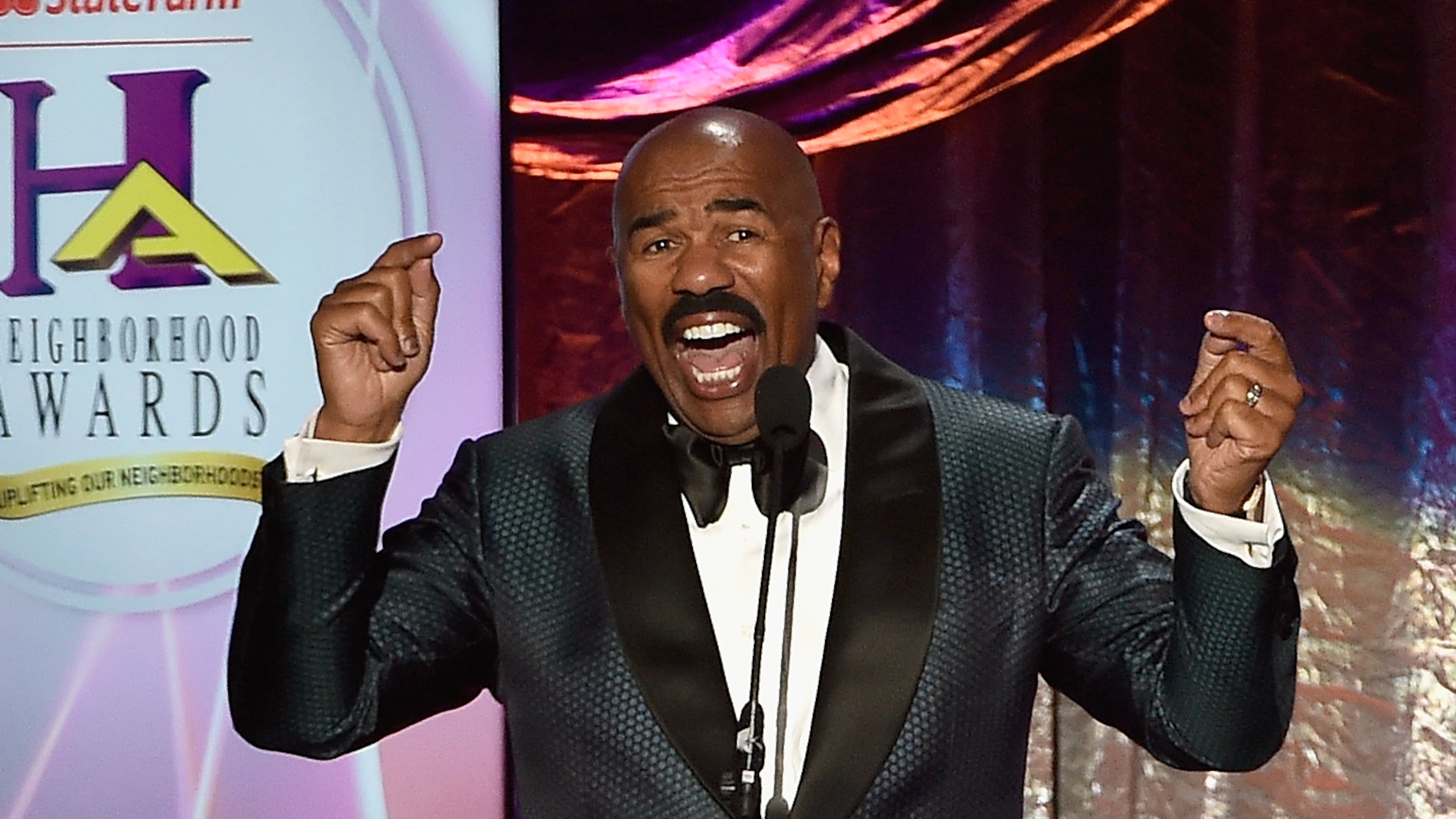 LAS VEGAS, NV - JULY 23: Host Steve Harvey speaks during the 2016 Neighborhood Awards hosted by Steve Harvey at the Mandalay Bay Events Center on July 23, 2016 in Las Vegas, Nevada. (Photo by David Becker/Getty Images for Nu-Opp, Inc)