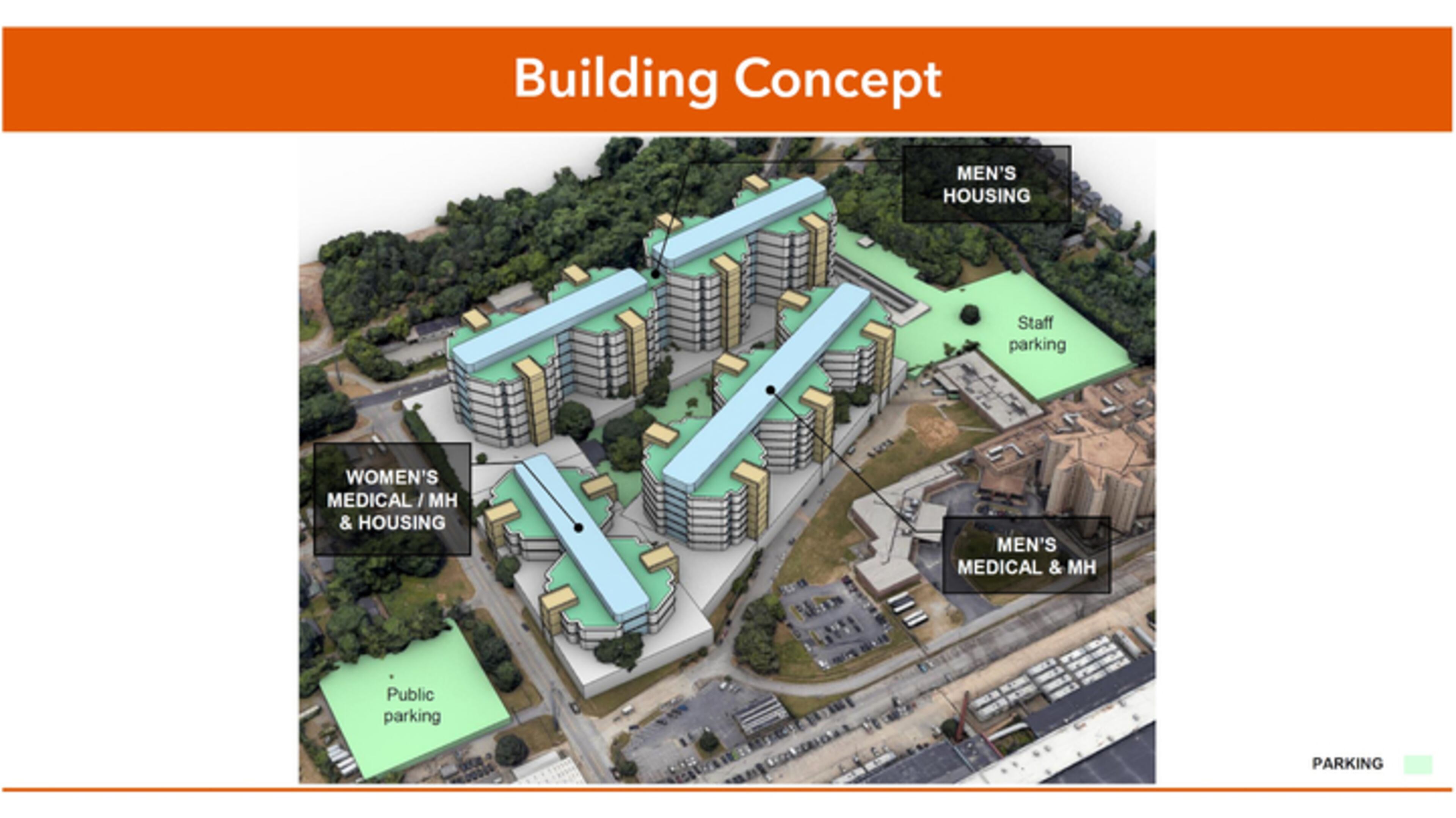 An elevation drawing from consultants shows how a much larger jail would be built on the current Rice Street site by 2029.