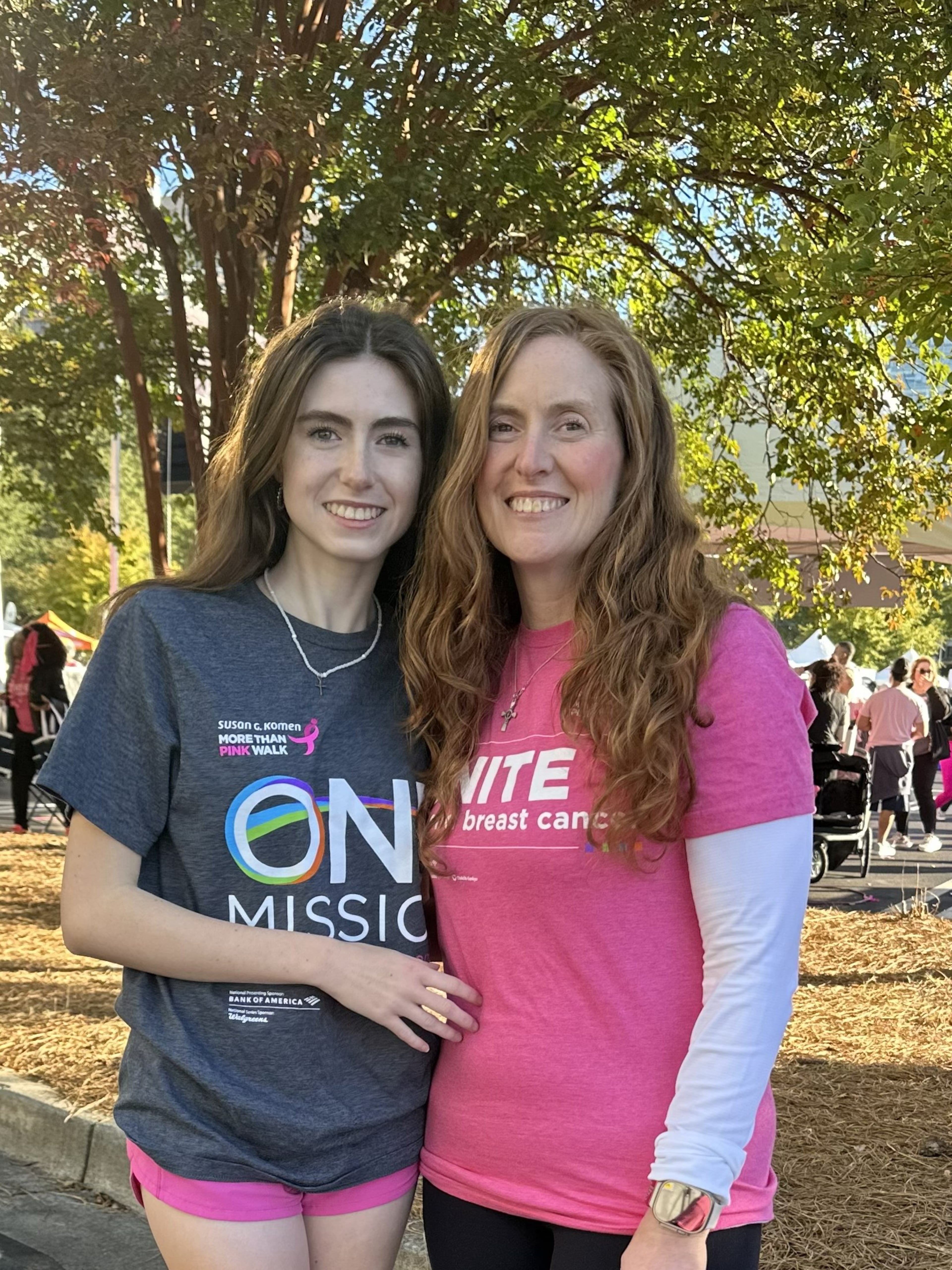 Stacy Hughes (right) with her daughter, Hannah, at the 2023 Susan G. Komen Race for the Cure event. (Courtesy of Jon Hughes)