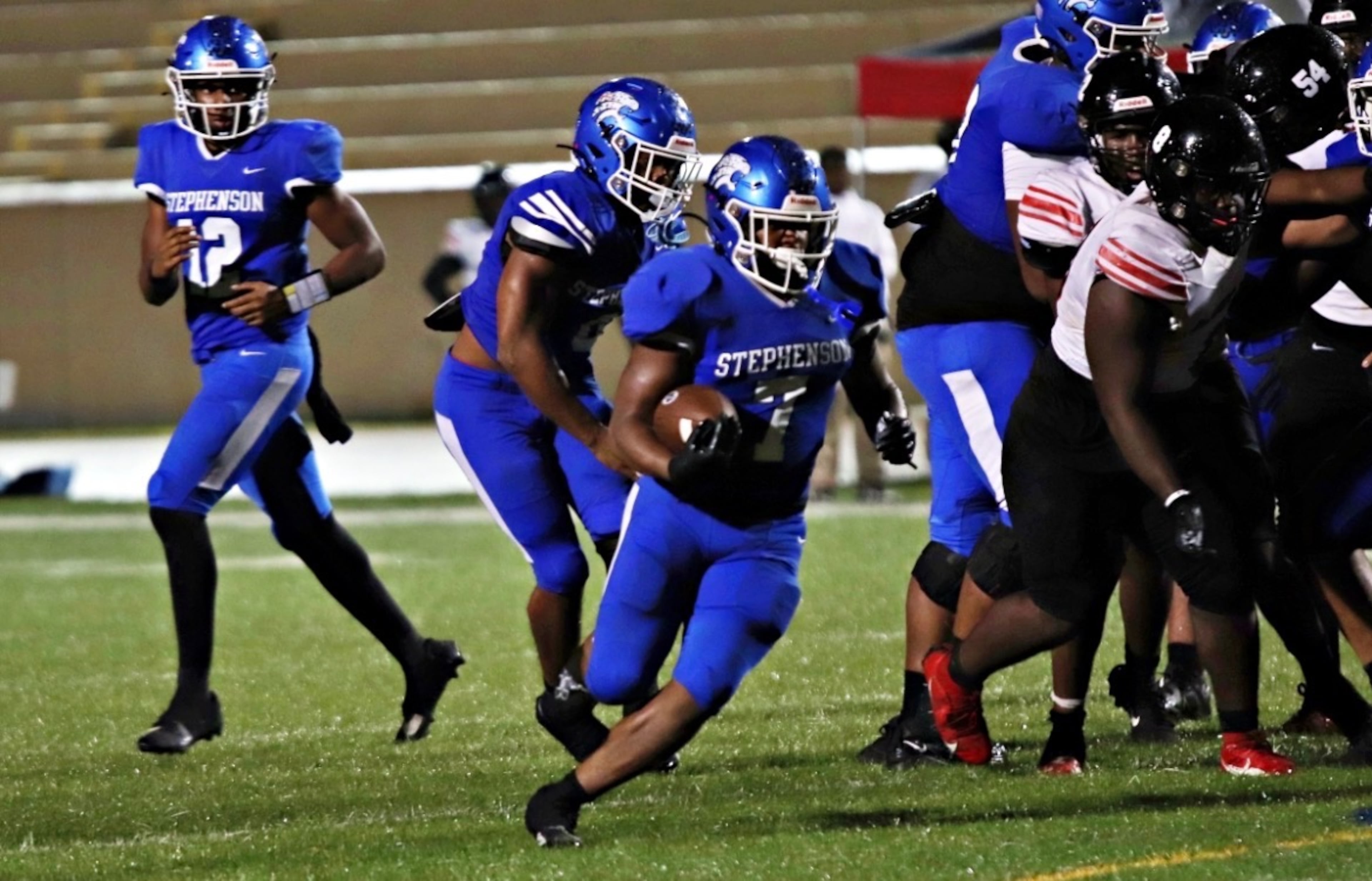 Stephenson running back Jayden Johnson rushes the ball Mount Zion in 2024. (Courtesy of DeKalb County School District Athletics)