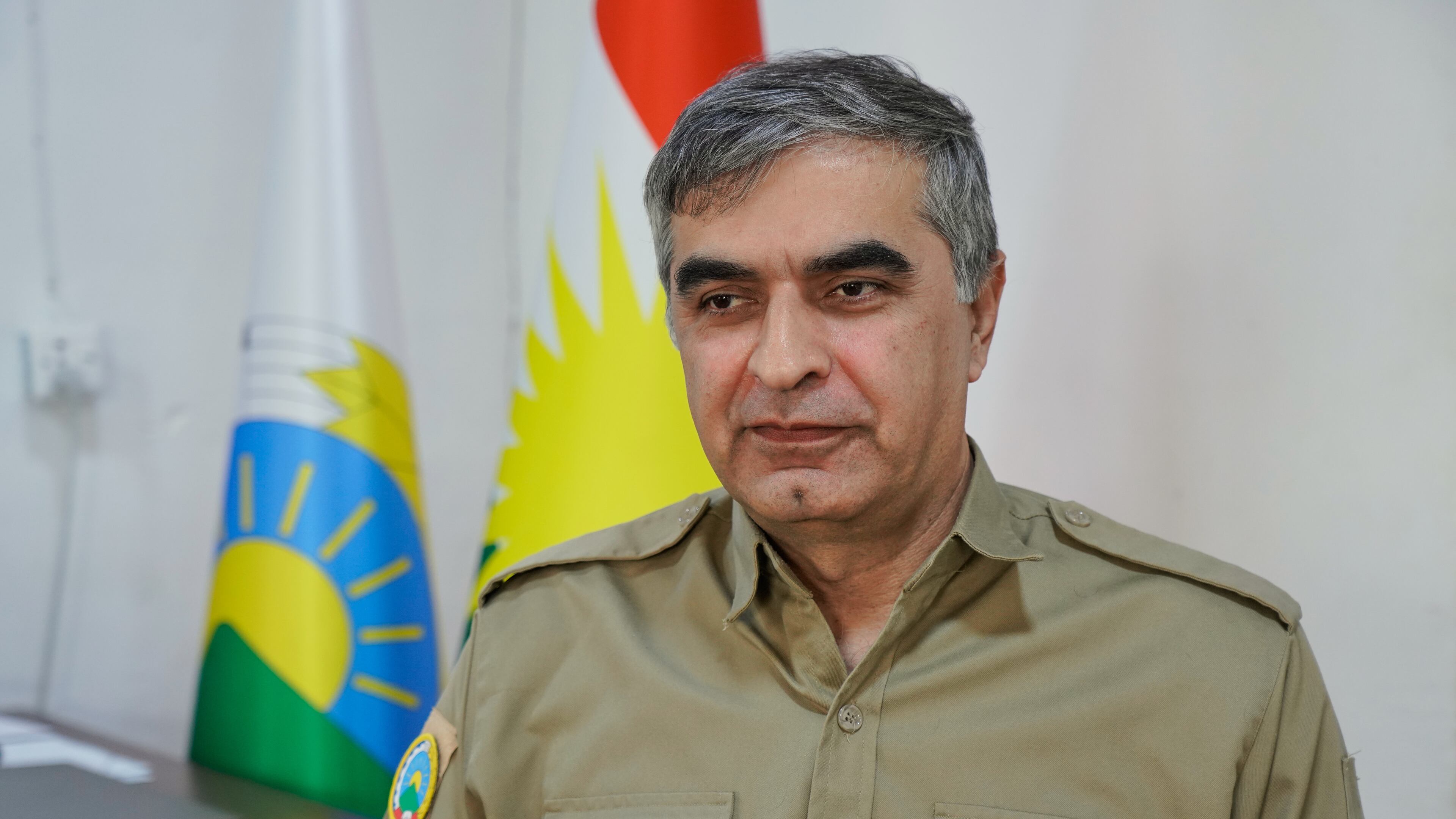 Karim Parwizi, member of the leadership council of the Democratic Party of Iranian Kurdistan, PDKI, gives an interview in Irbil, Iraq, Friday, Feb. 27, 2026. (AP Photo/Rashid Yahya)